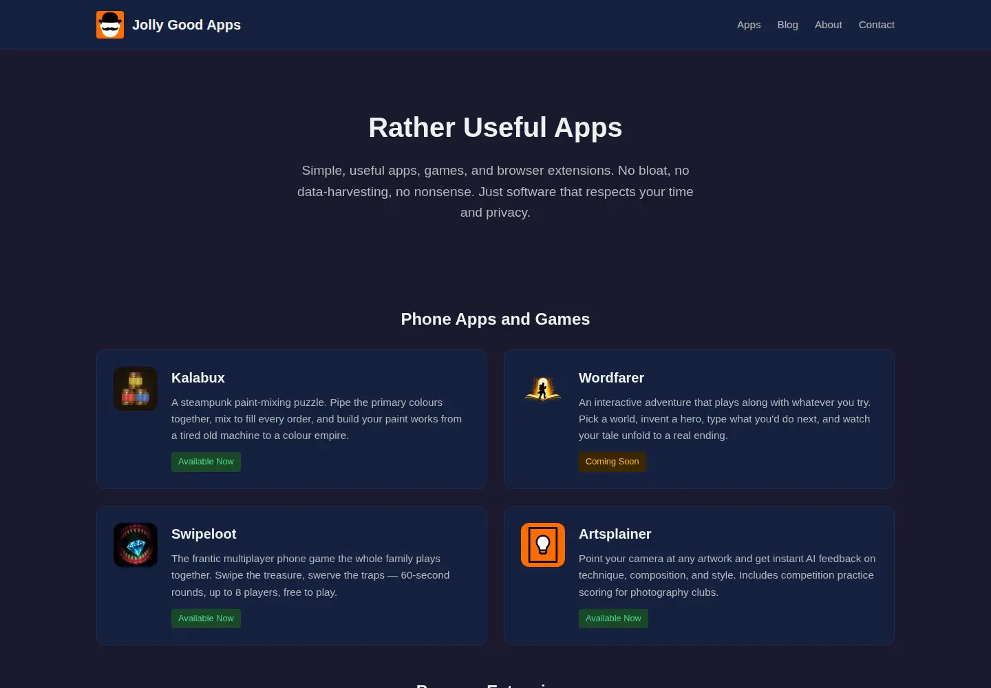 Screenshot of jollygoodapps.com