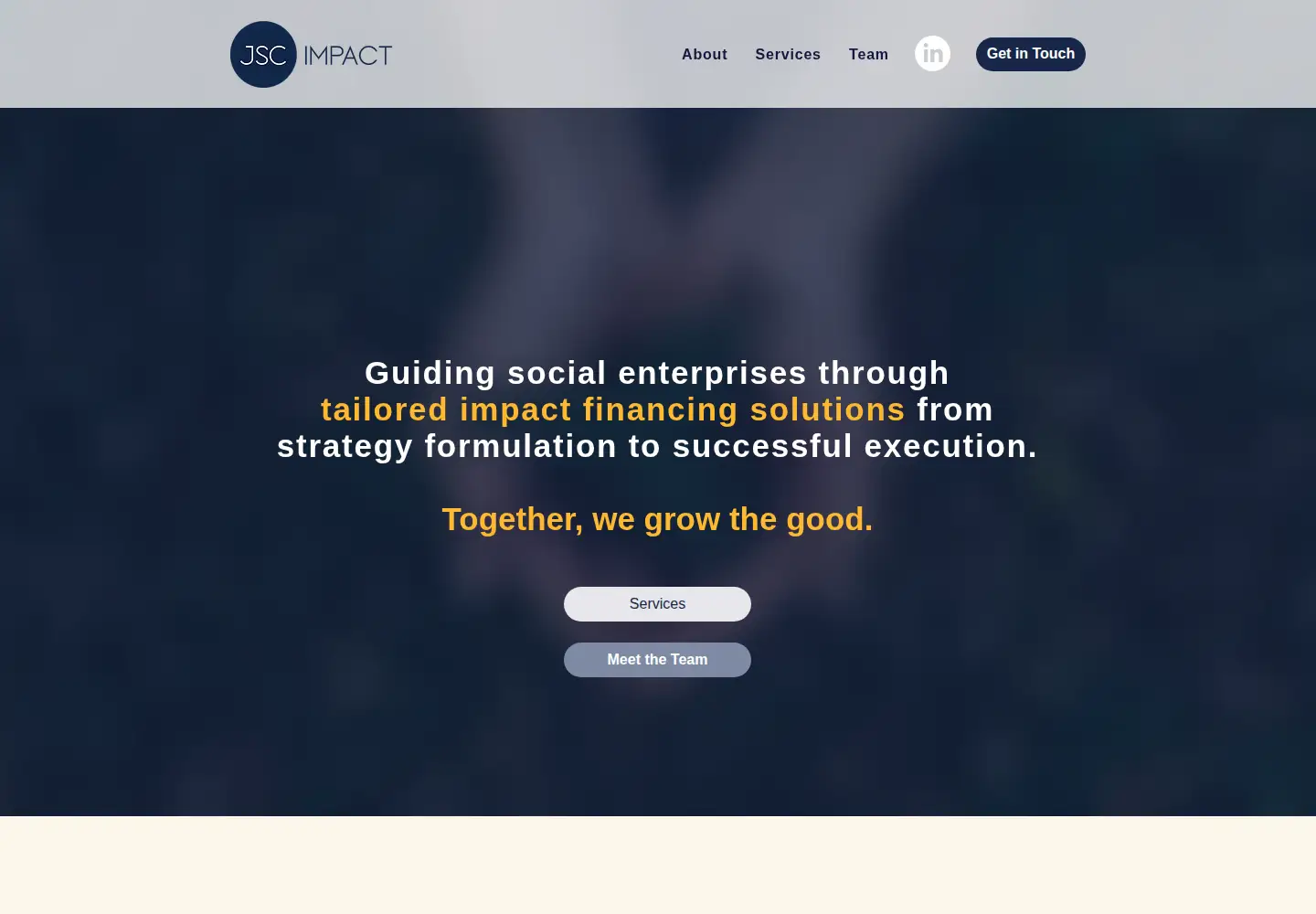 Captured homepage of jscimpact.com in the current scan