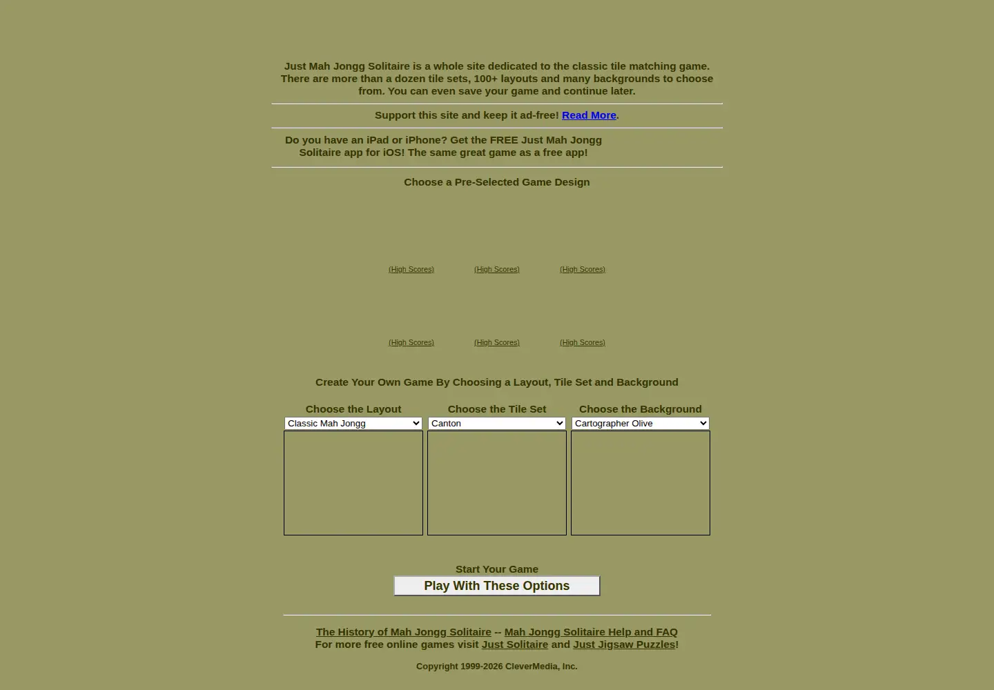 Screenshot of justmahjonggsolitaire.com
