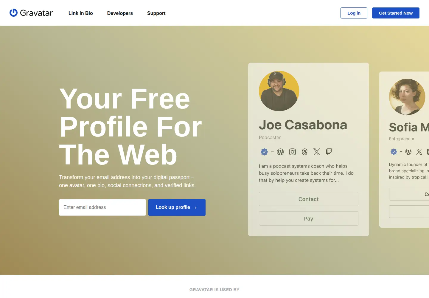 Screenshot of gravatar.com