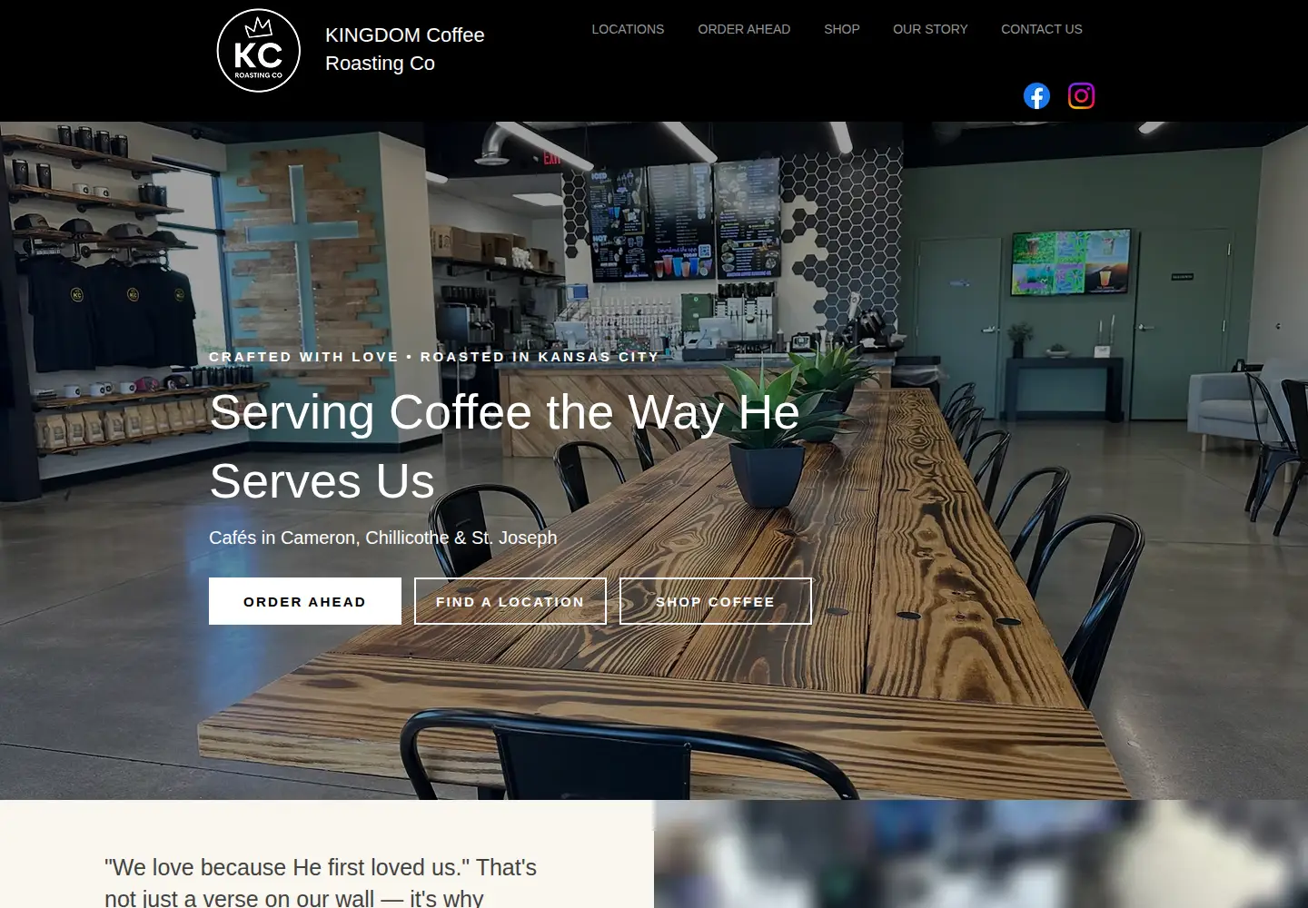 Captured homepage of kcroastingco.com in the current scan