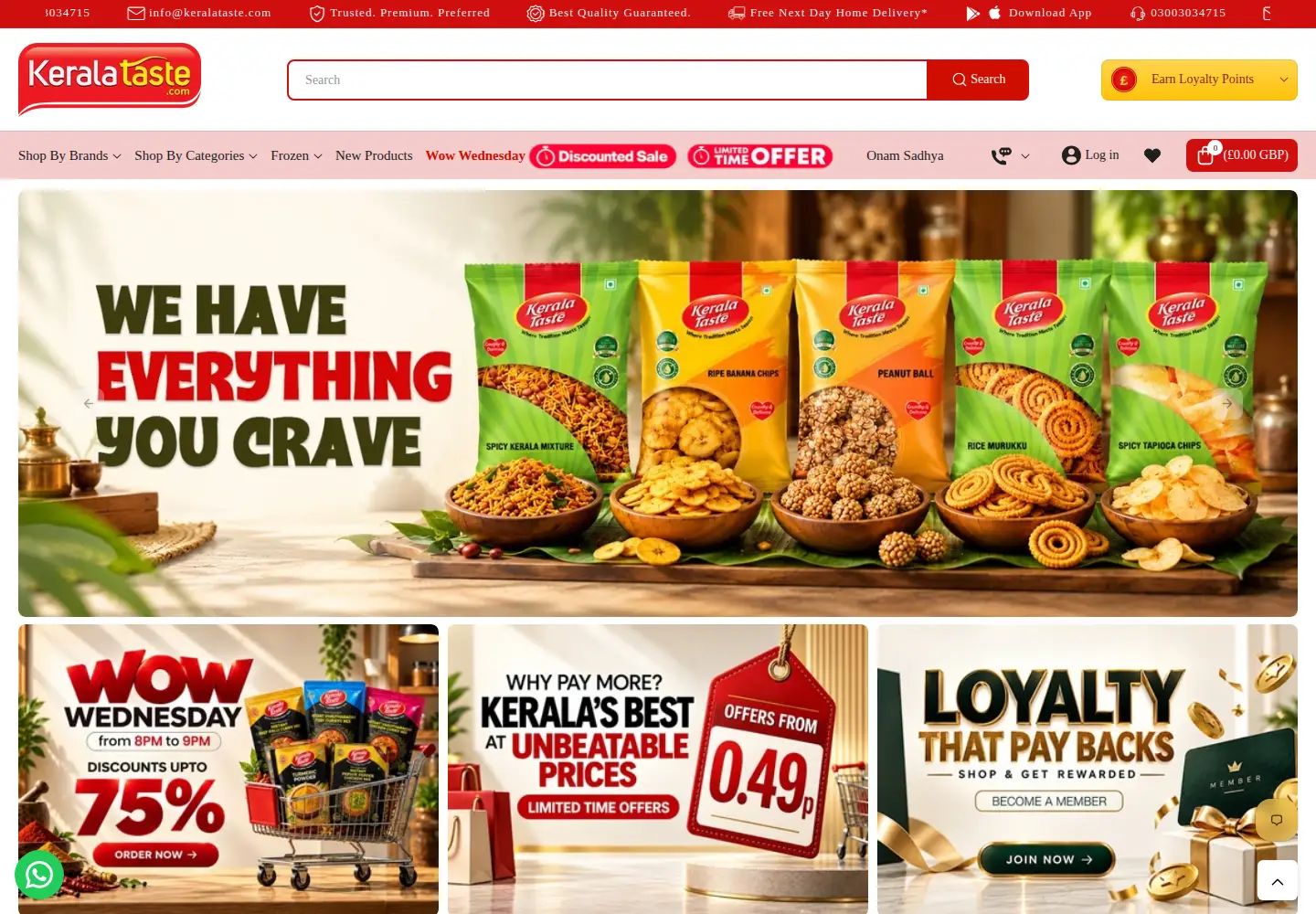 Captured homepage of keralataste.com in the current scan