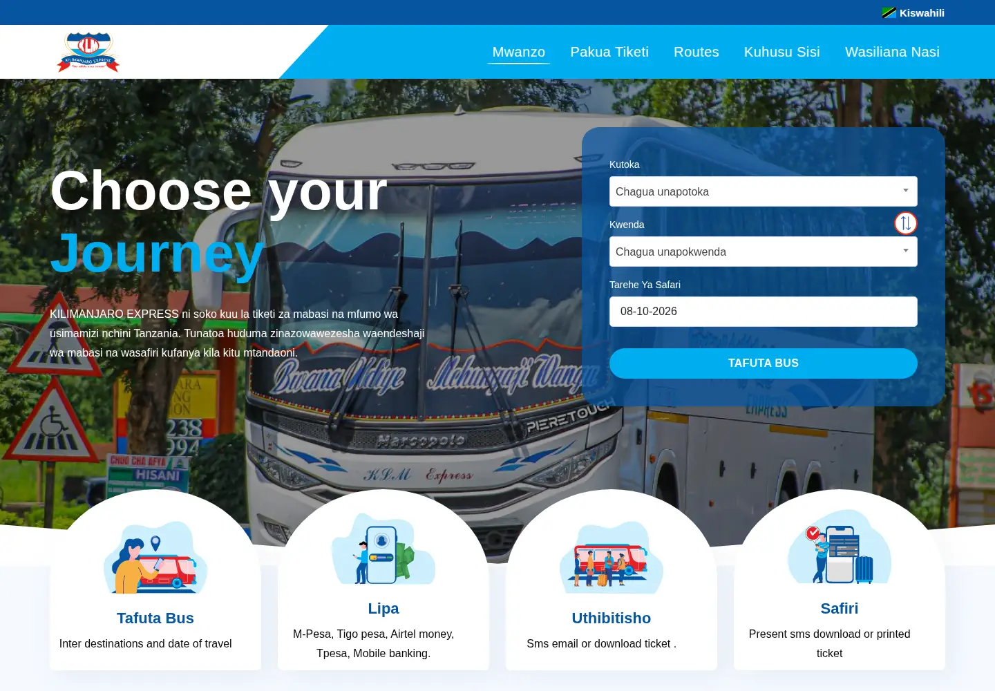 Captured homepage of kilimanjaroexpress.com in the current scan