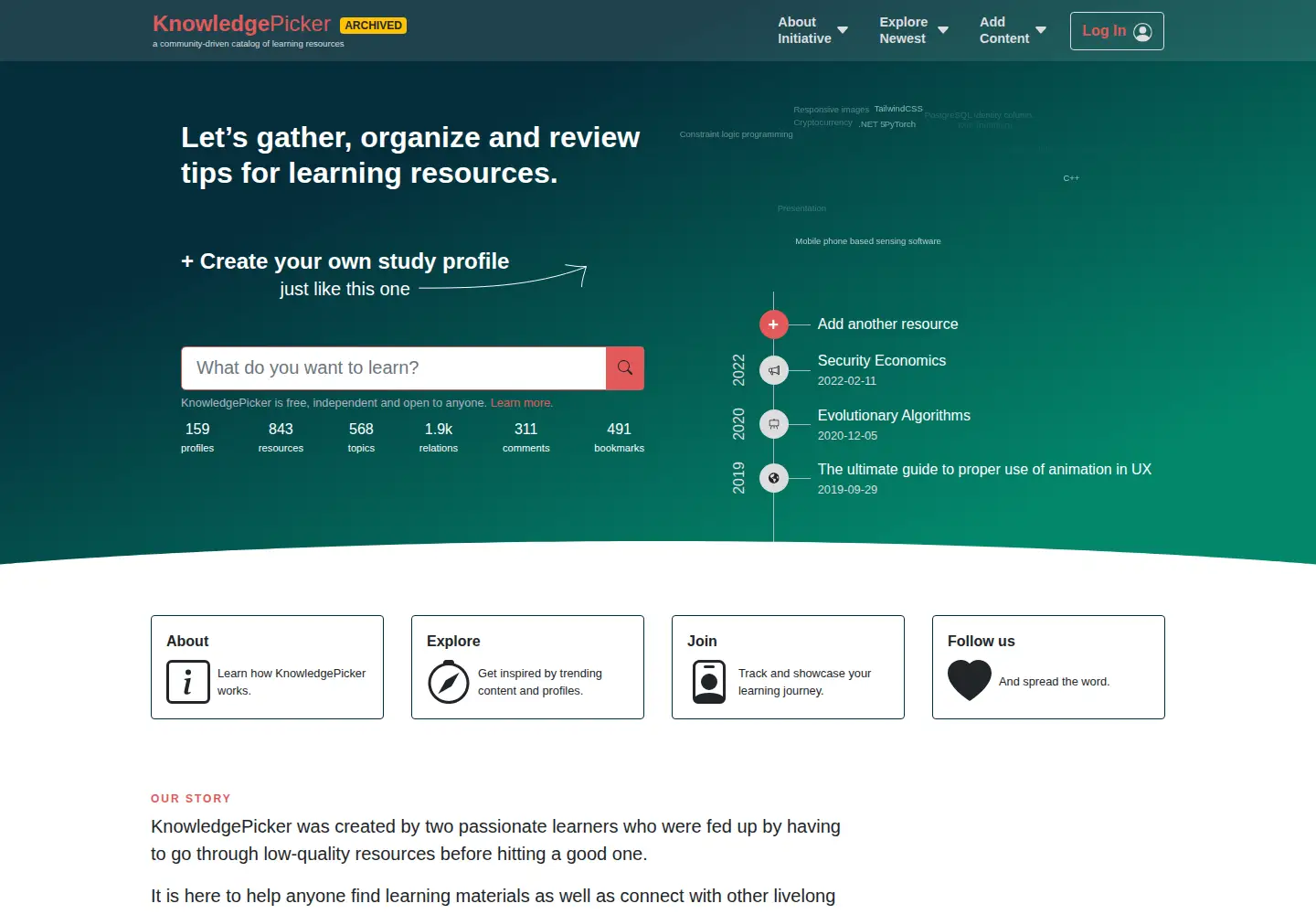 Screenshot of knowledgepicker.com
