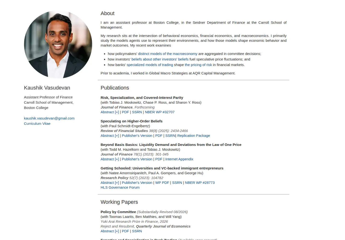 Screenshot of kvasudevan.com