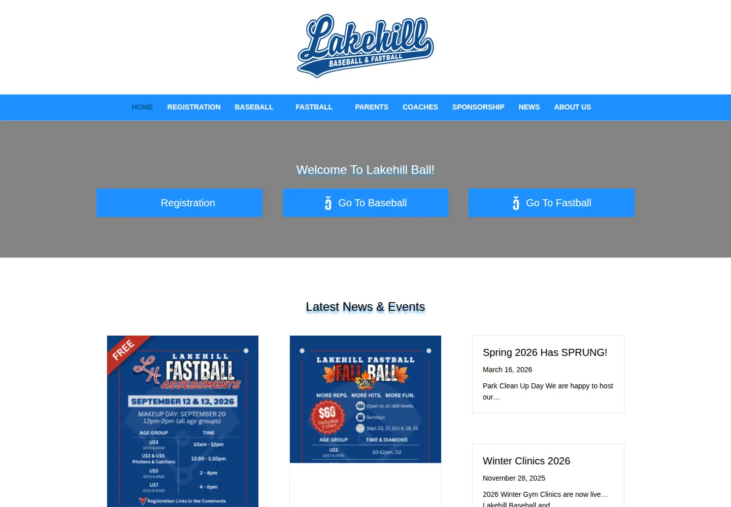 Captured homepage of lakehillball.com in the current scan