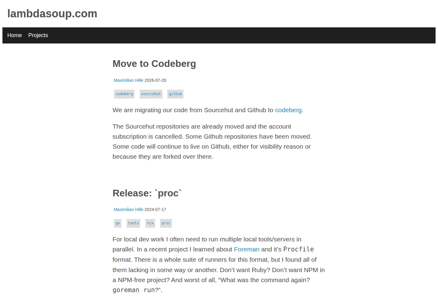 Screenshot of lambdasoup.com
