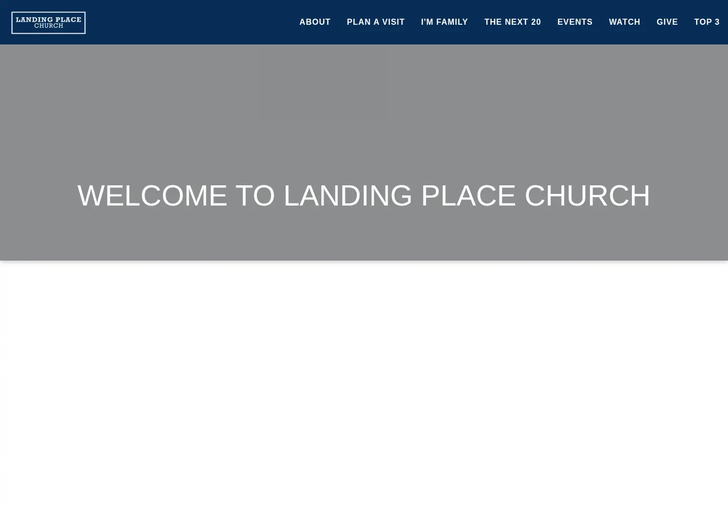 Captured homepage of landingplacechurch.com in the current scan