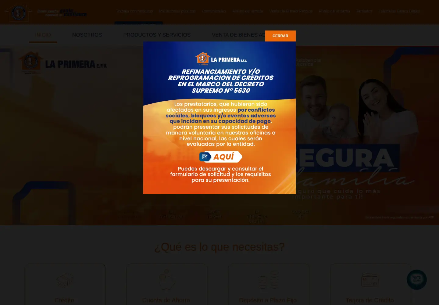 Captured homepage of laprimeraefv.com in the current scan