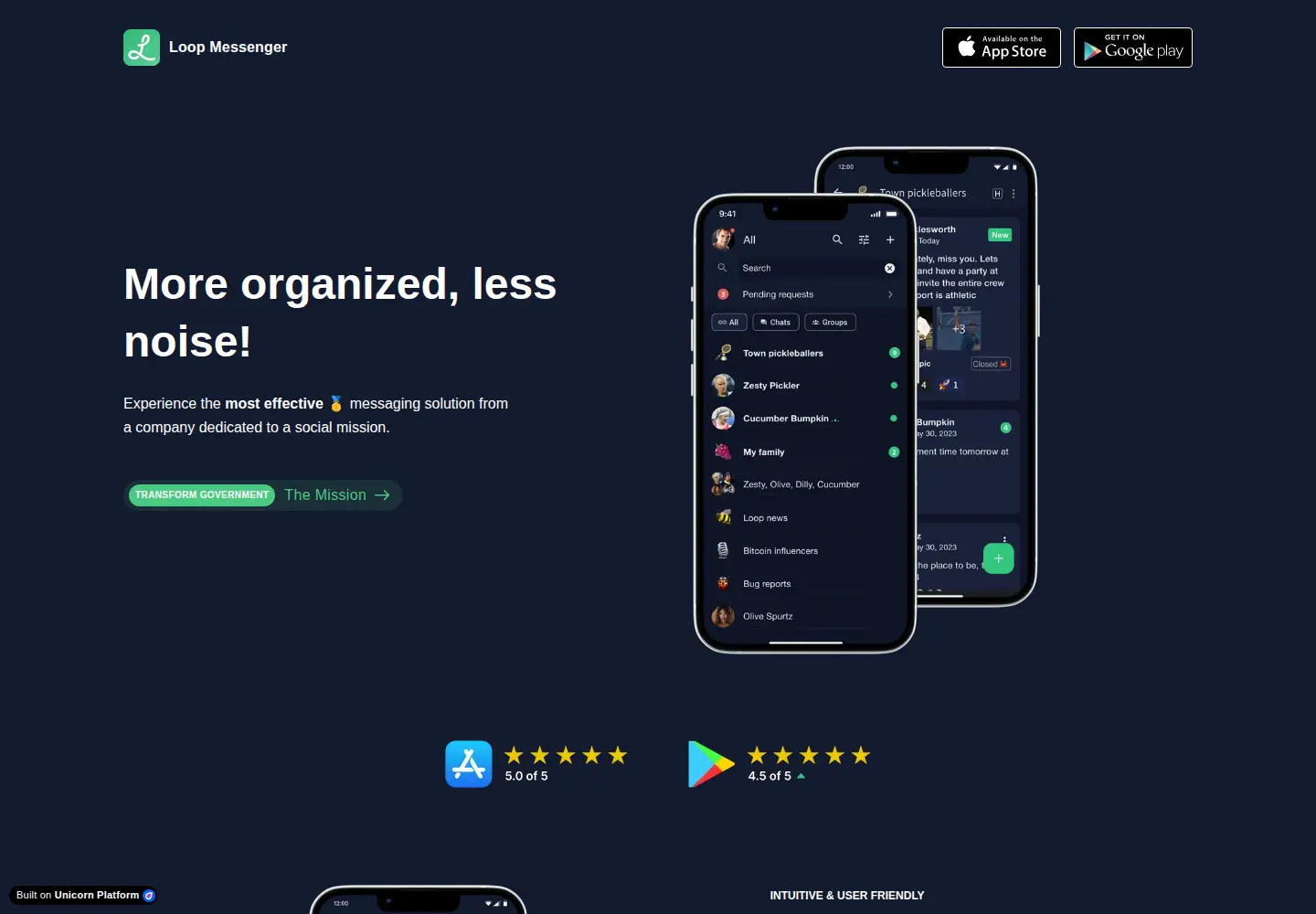 Captured homepage of loopmessenger.com in the current scan