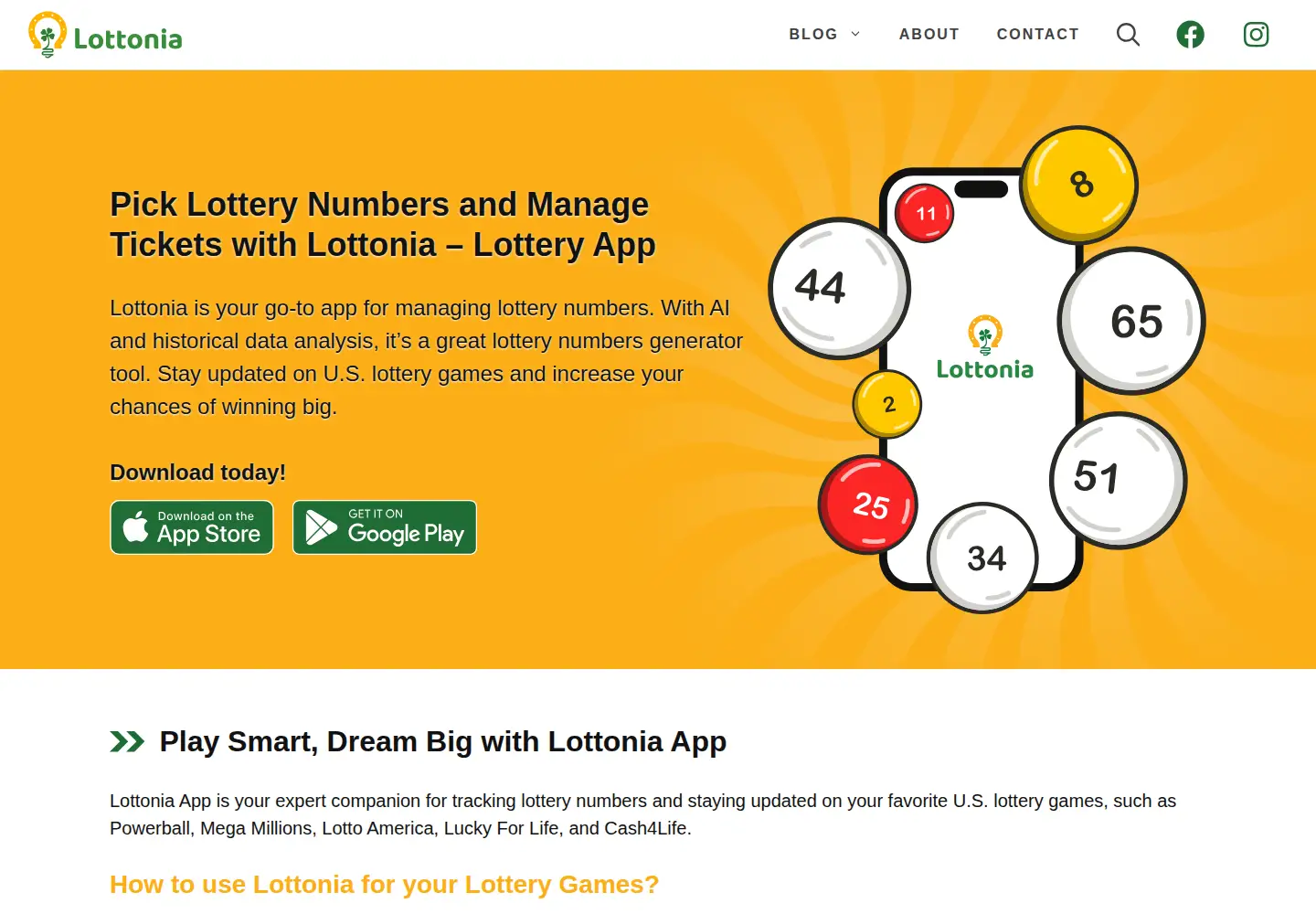 Captured homepage of lottonia.com in the current scan