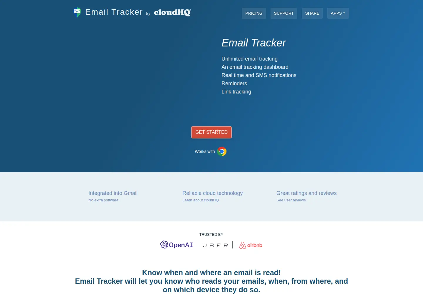 Captured homepage of mail-tracker.com in the current scan