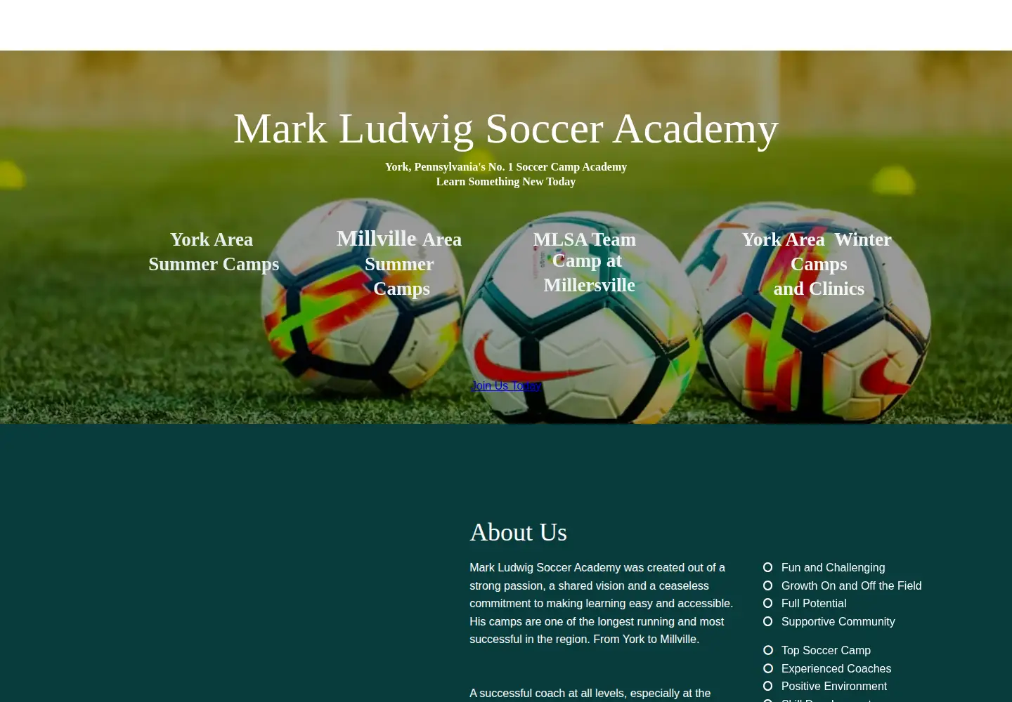 Screenshot of markludwigsocceracademy.com