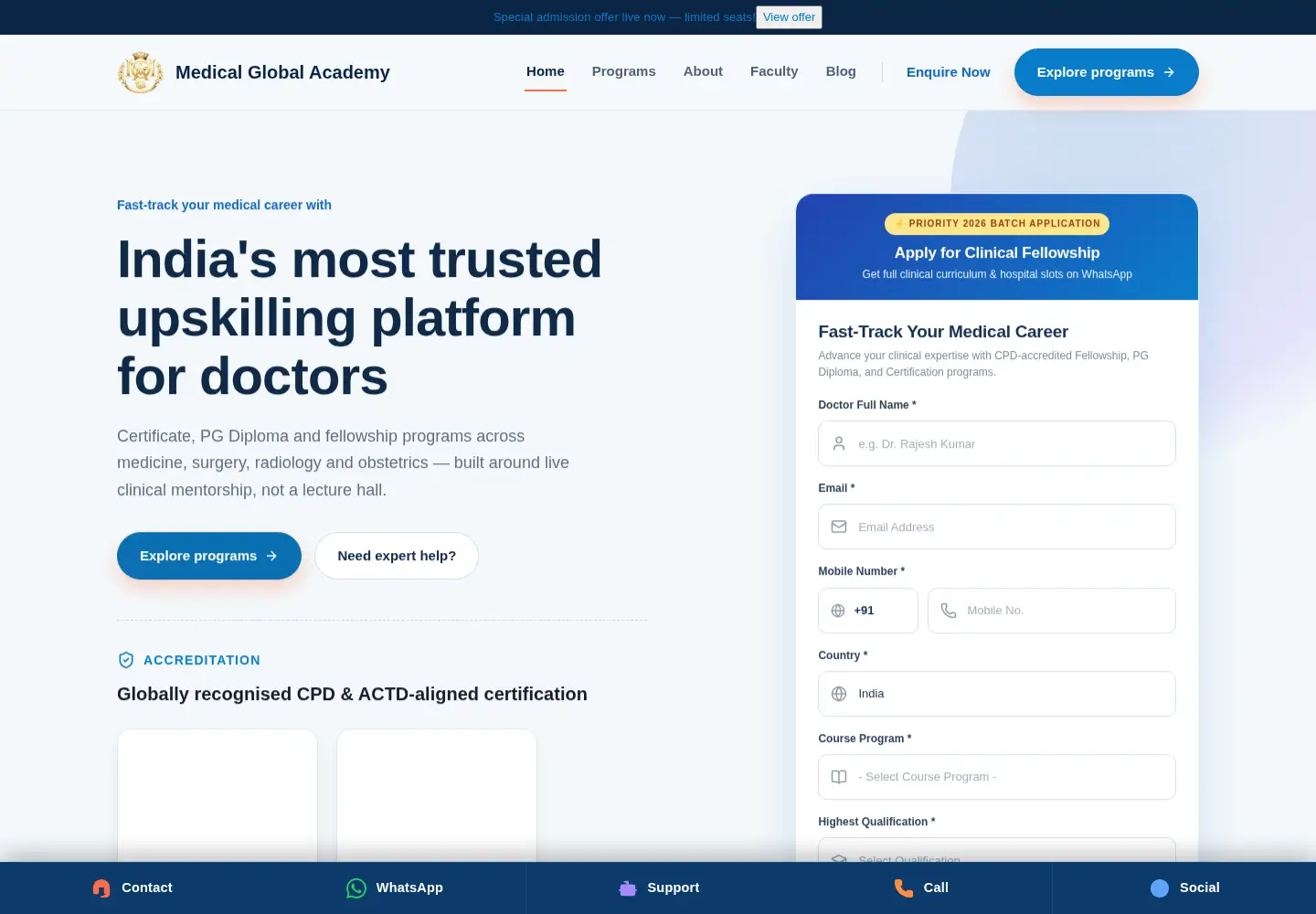 Screenshot of medicalglobalacademy.com