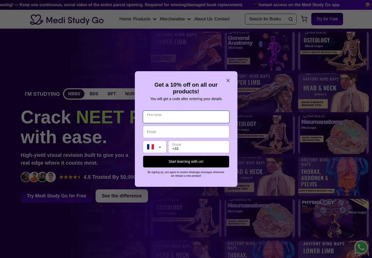 Captured homepage of medistudygo.com in the current scan