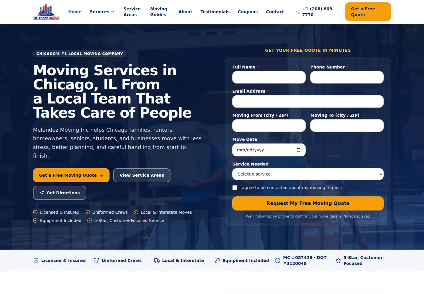 Screenshot of melendezmoving.com