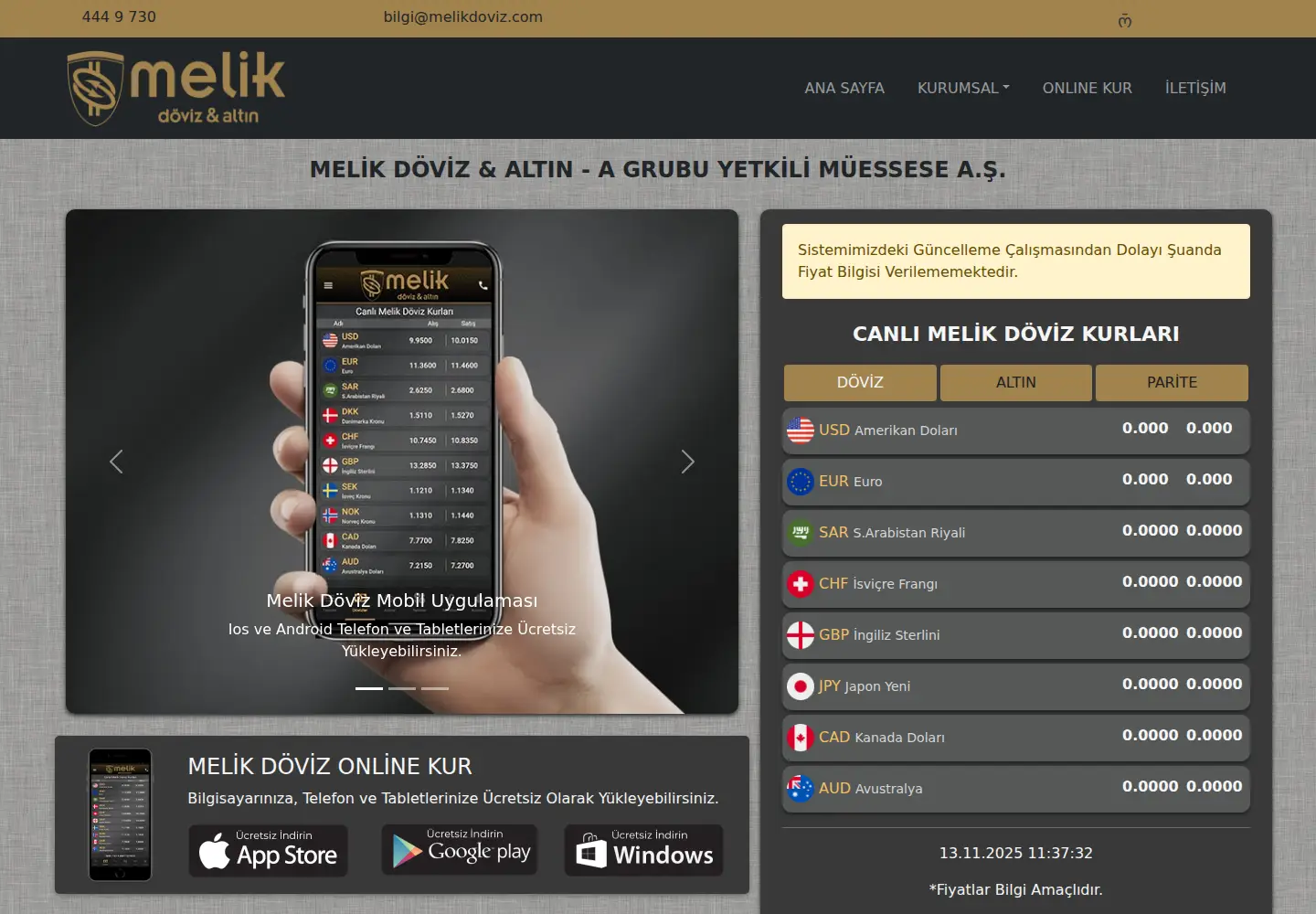 Captured homepage of melikdoviz.com in the current scan