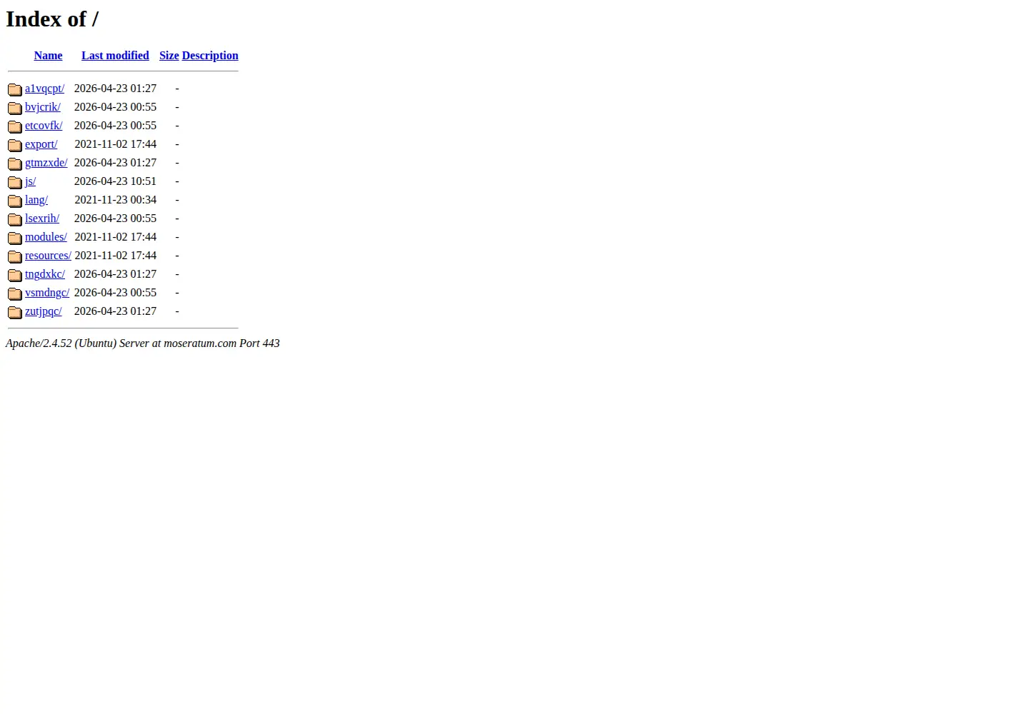 Captured homepage of moseratum.com in the current scan