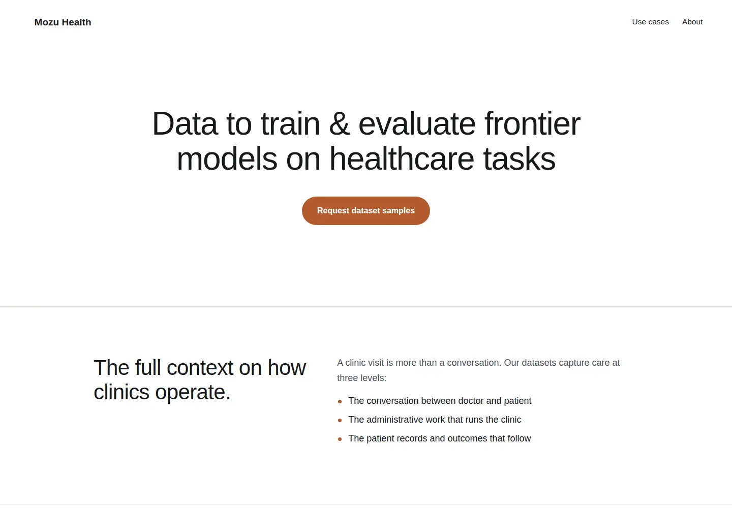 Captured homepage of mozuhealth.com in the current scan