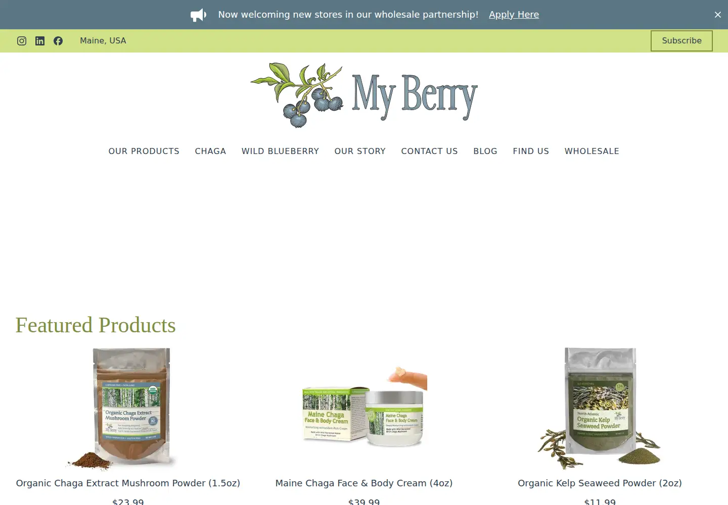 Screenshot of myberryorganics.com