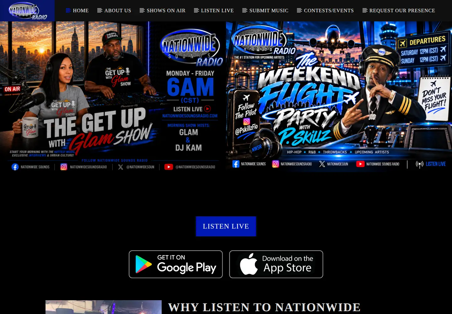 Captured homepage of nationwidesoundsradio.com in the current scan