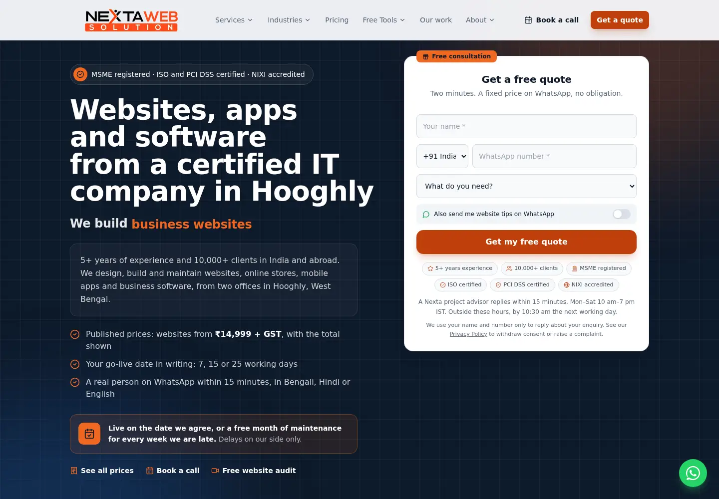 Screenshot of nextawebsolution.com