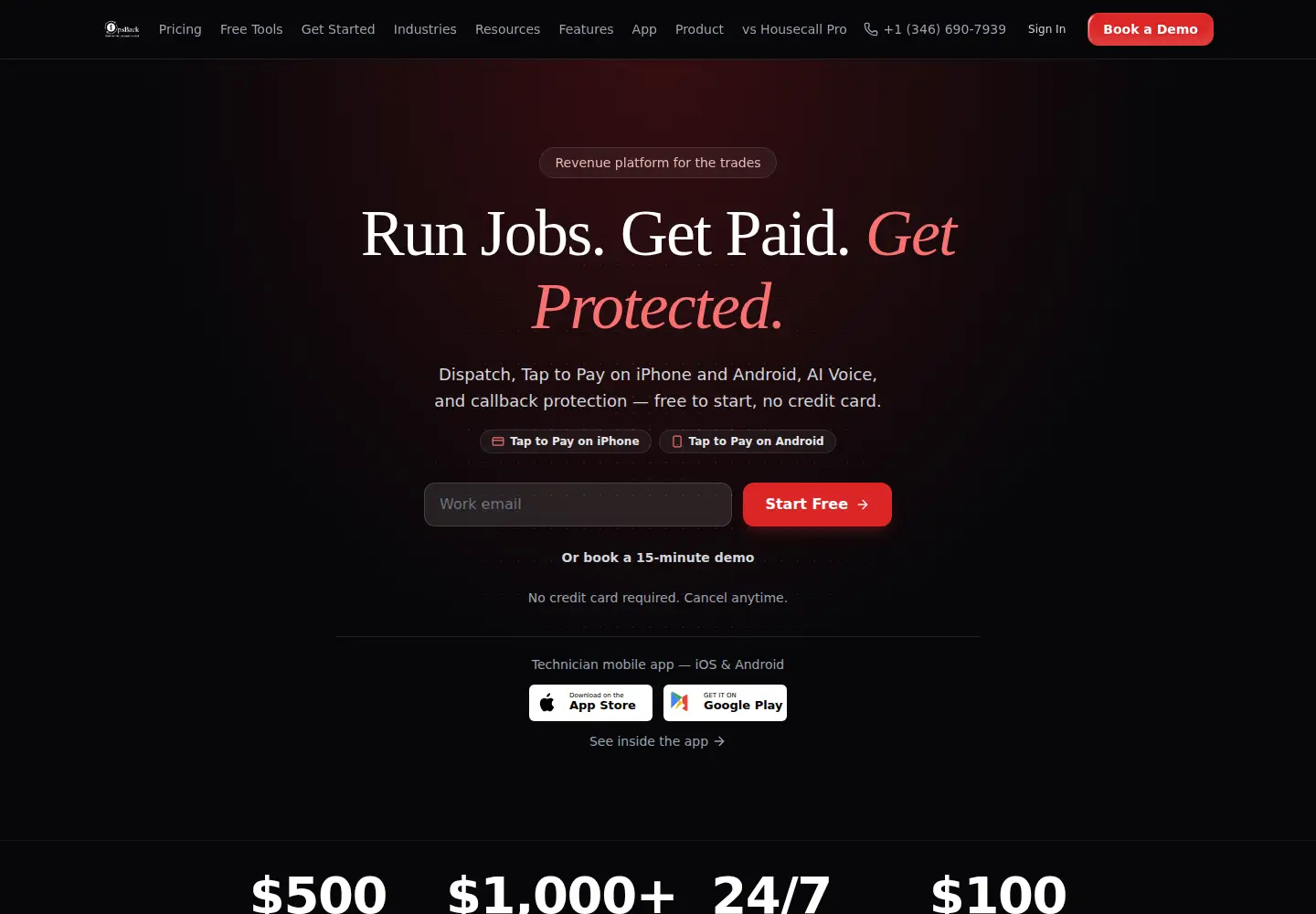 Captured homepage of opsback.com in the current scan