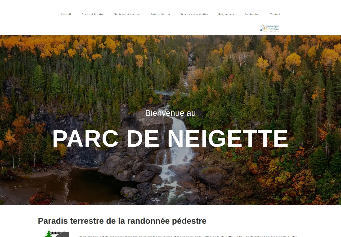 Captured homepage of parcdeneigette.com in the current scan