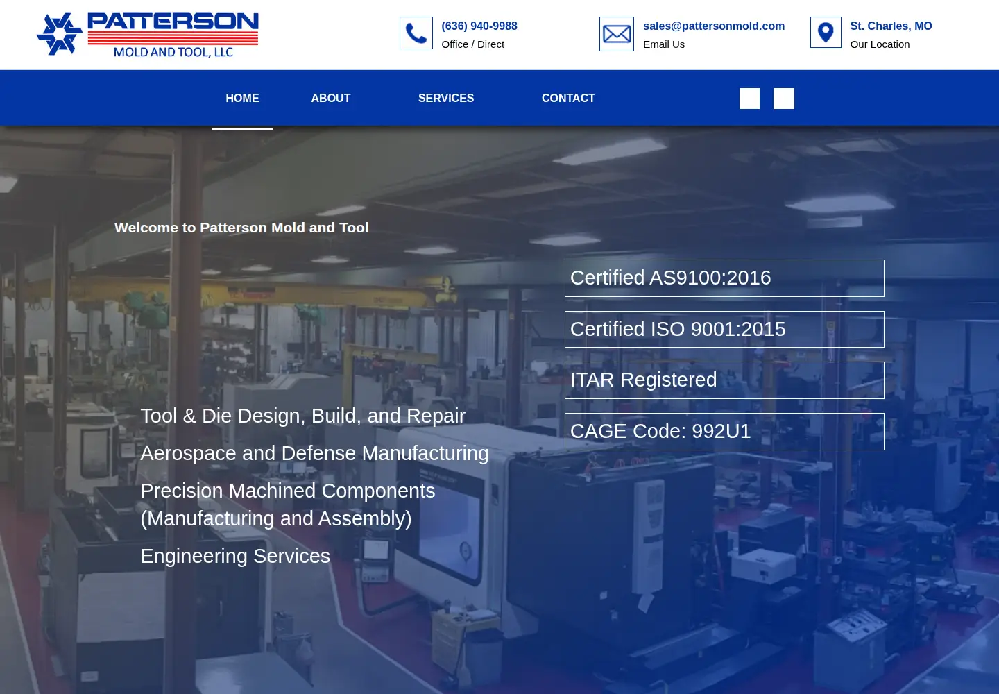 Screenshot of pattersonmold.com