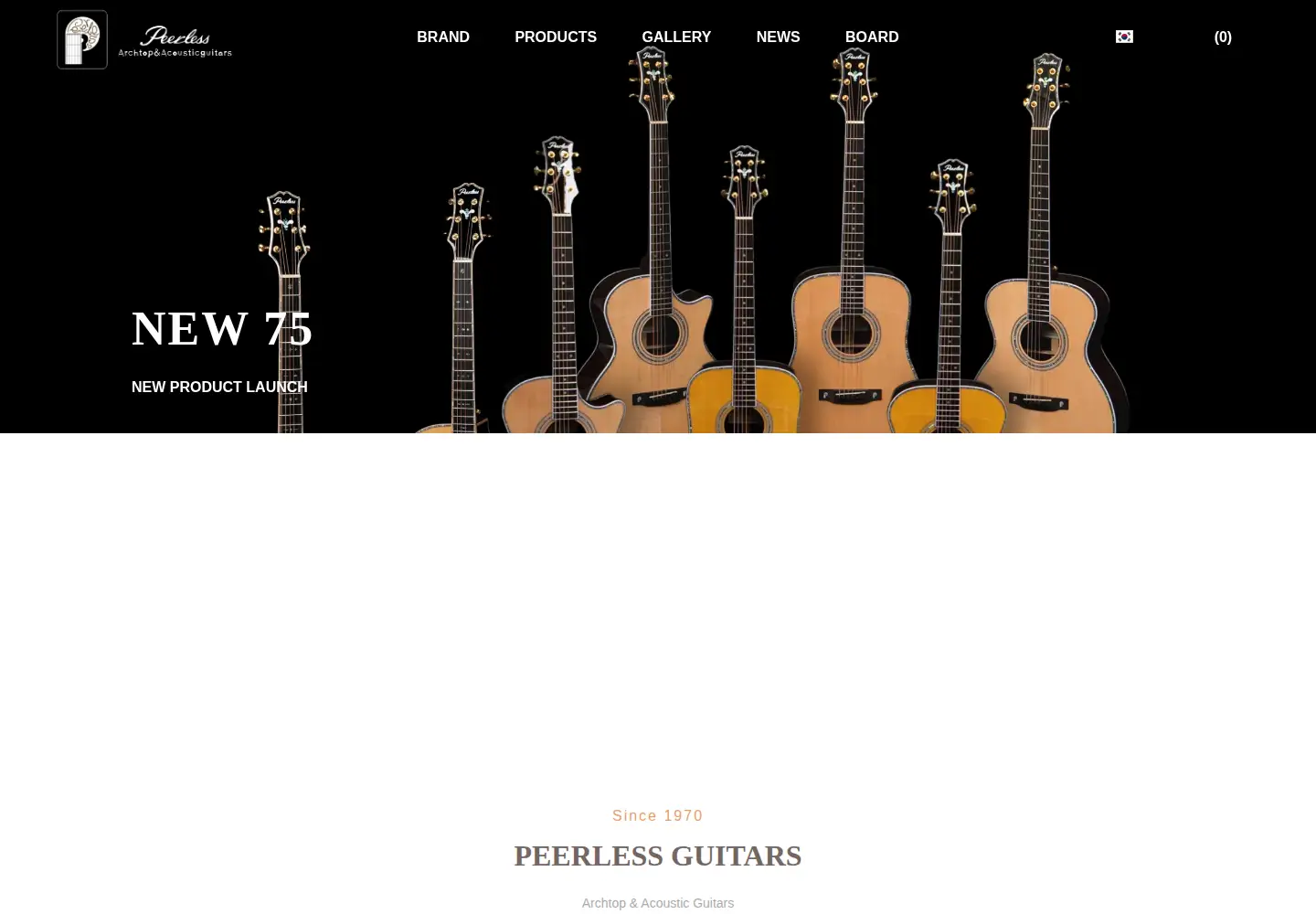 Screenshot of peerlessguitars.com
