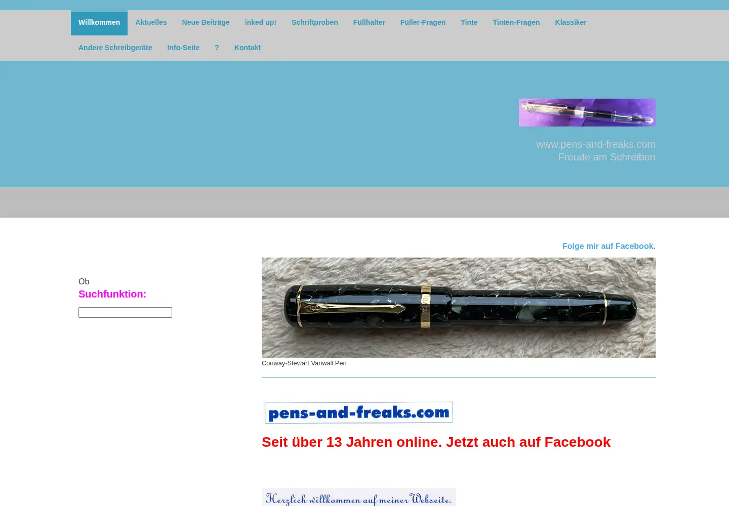 Screenshot of pens-and-freaks.com