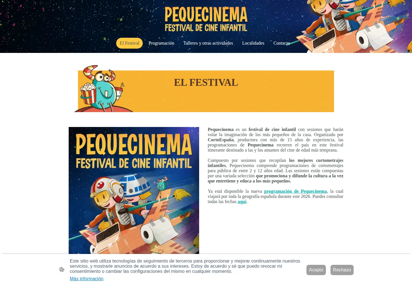 Captured homepage of pequecinema.com in the current scan