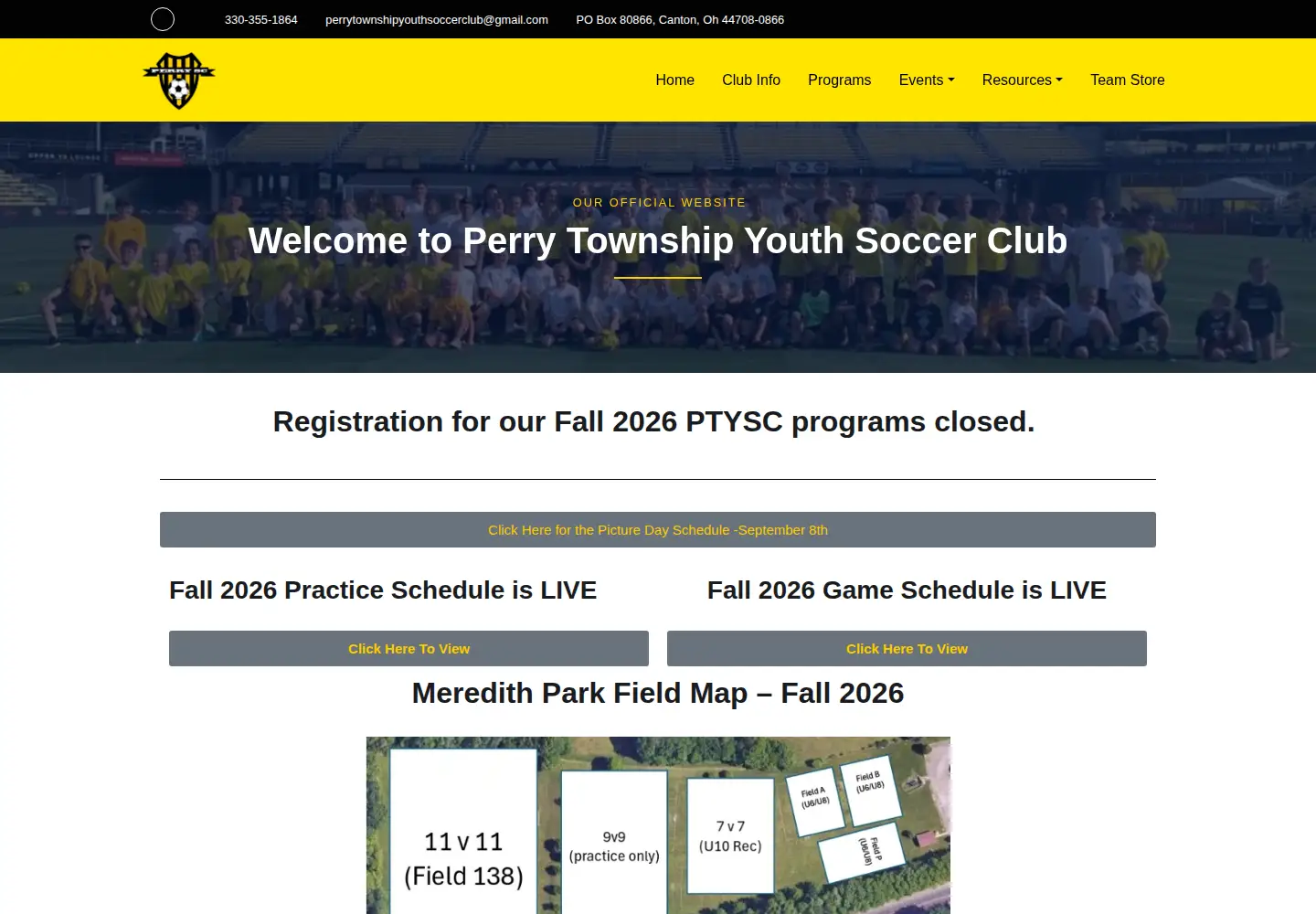 Screenshot of perrysoccer.com