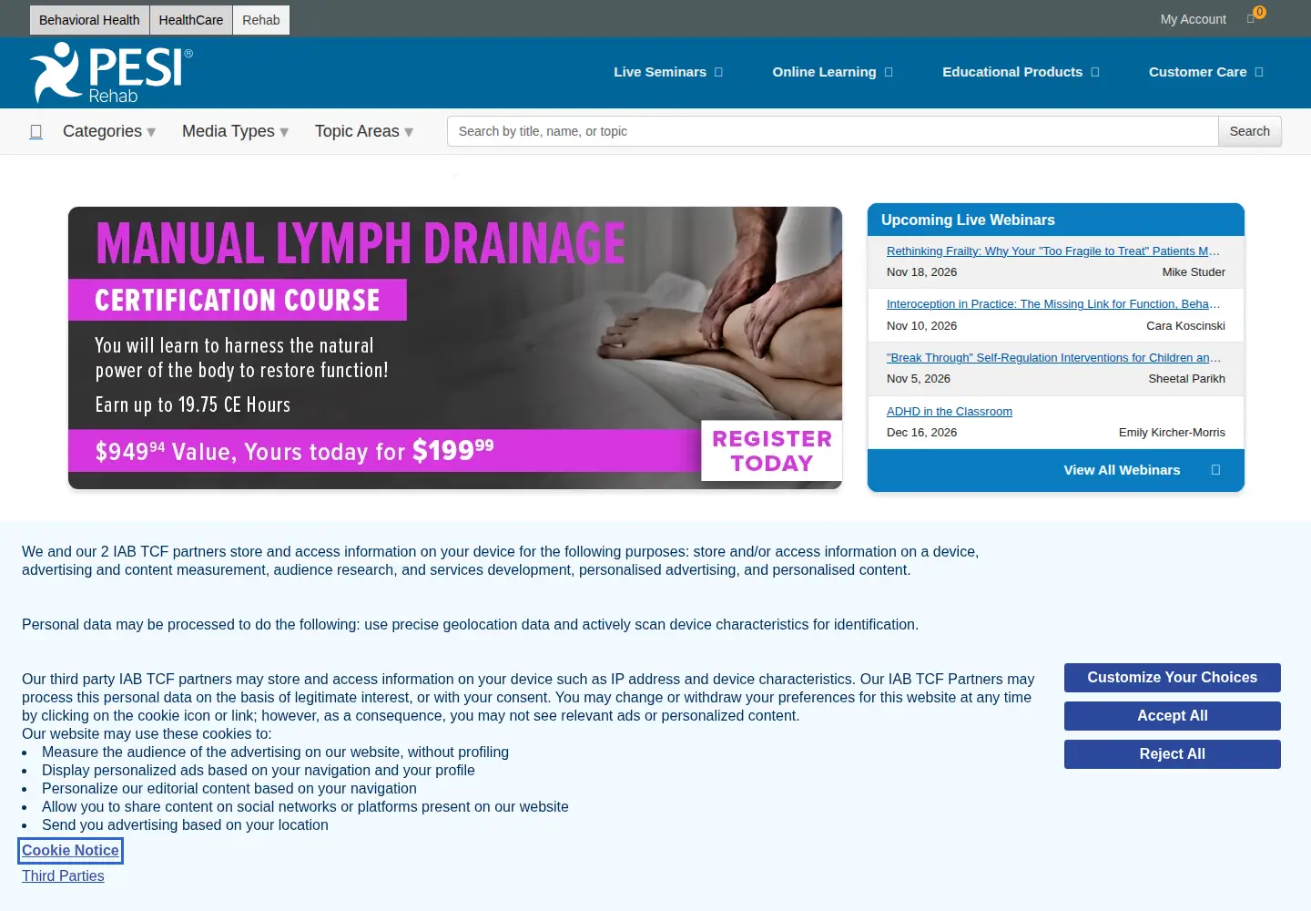 Captured homepage of pesirehab.com in the current scan