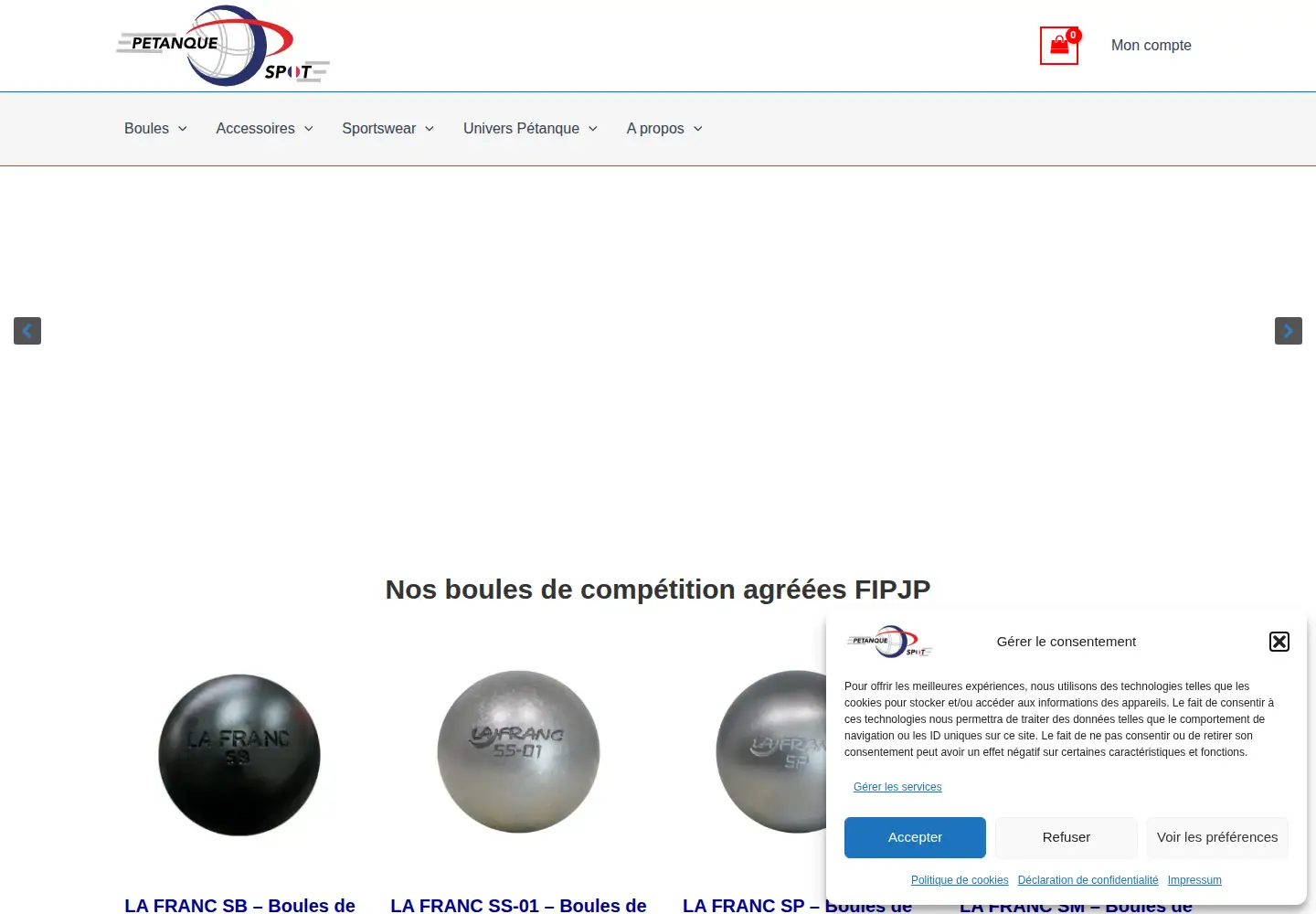 Captured homepage of petanque-spot.com in the current scan