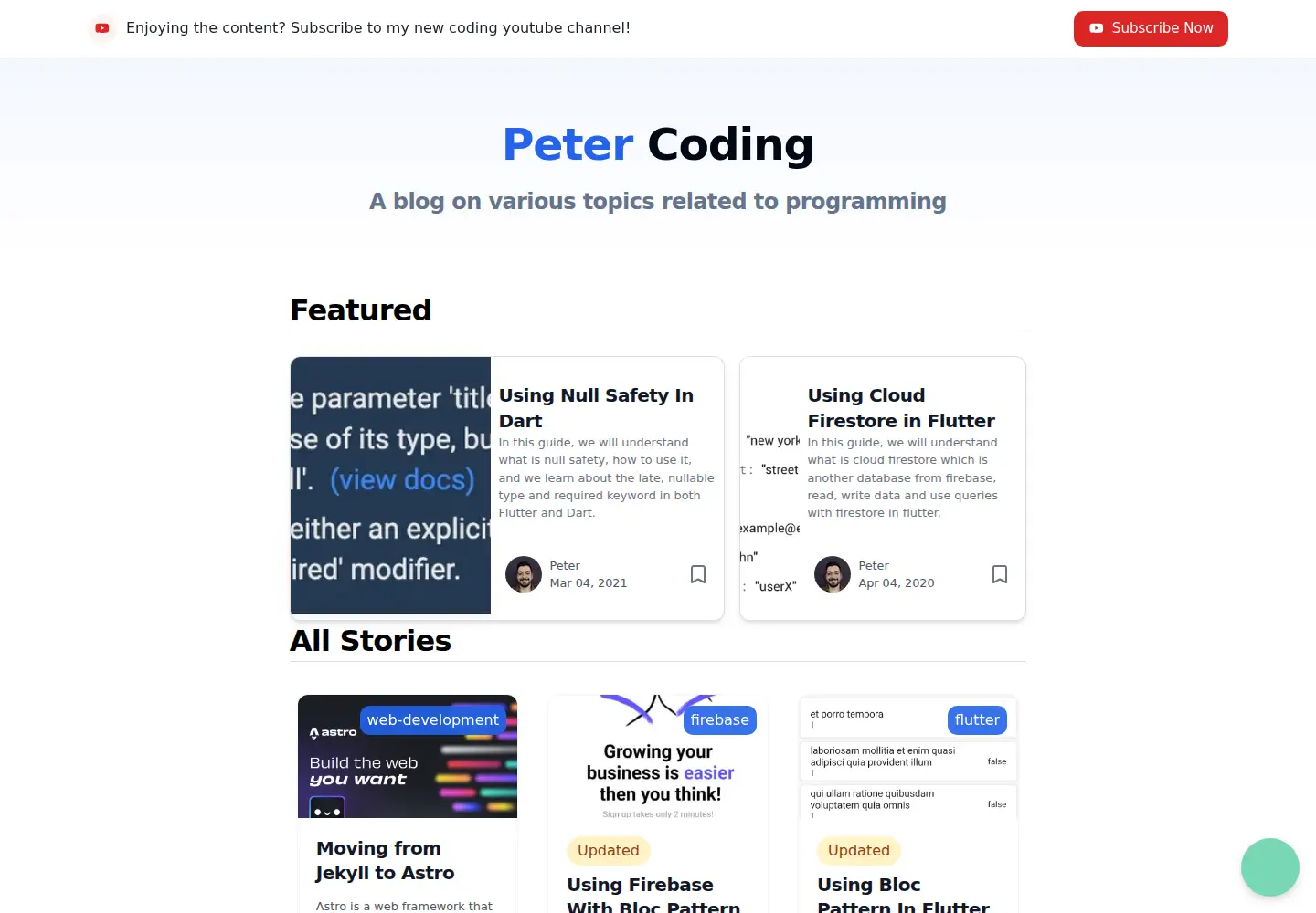Screenshot of petercoding.com