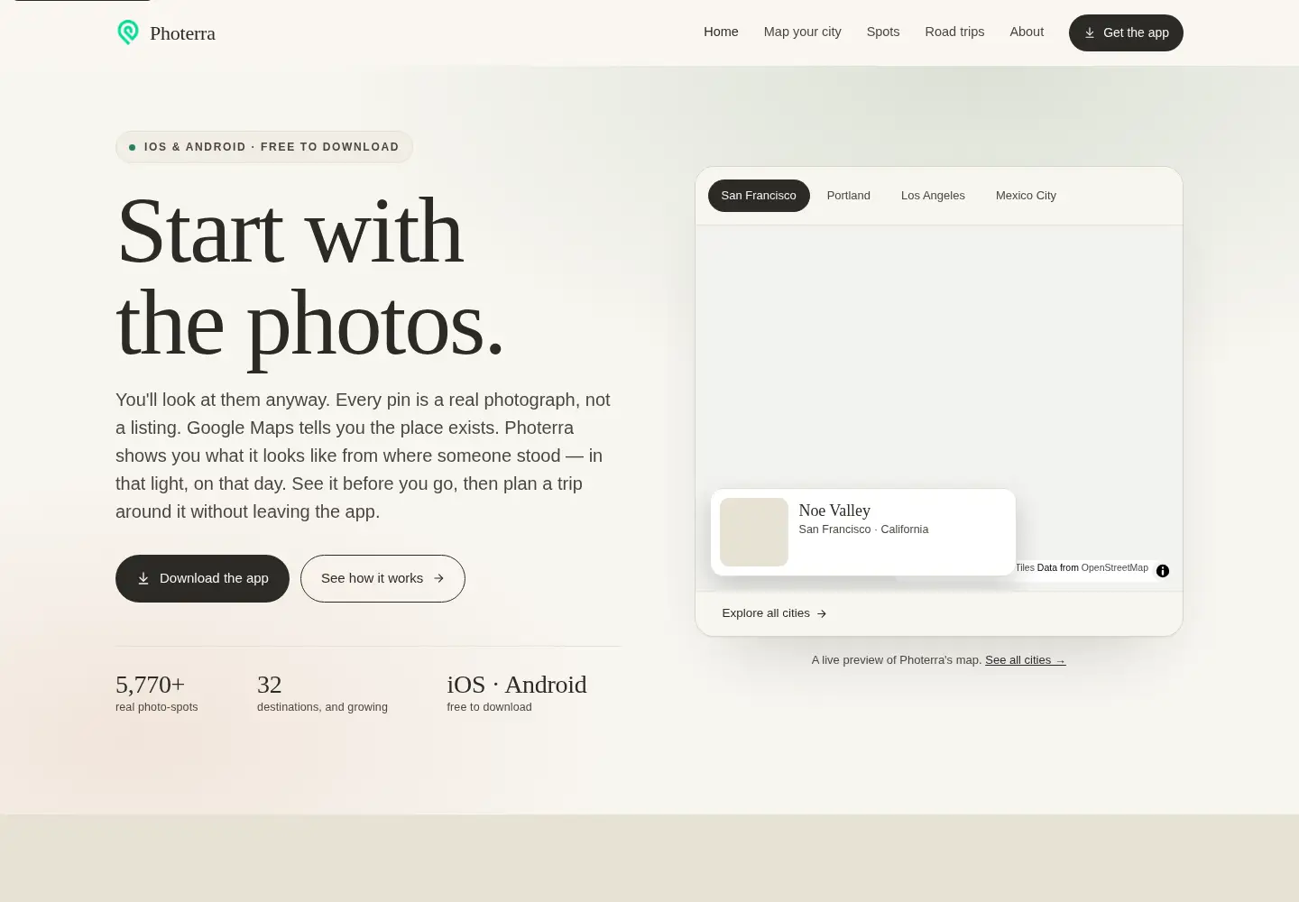 Captured homepage of photerra.com in the current scan