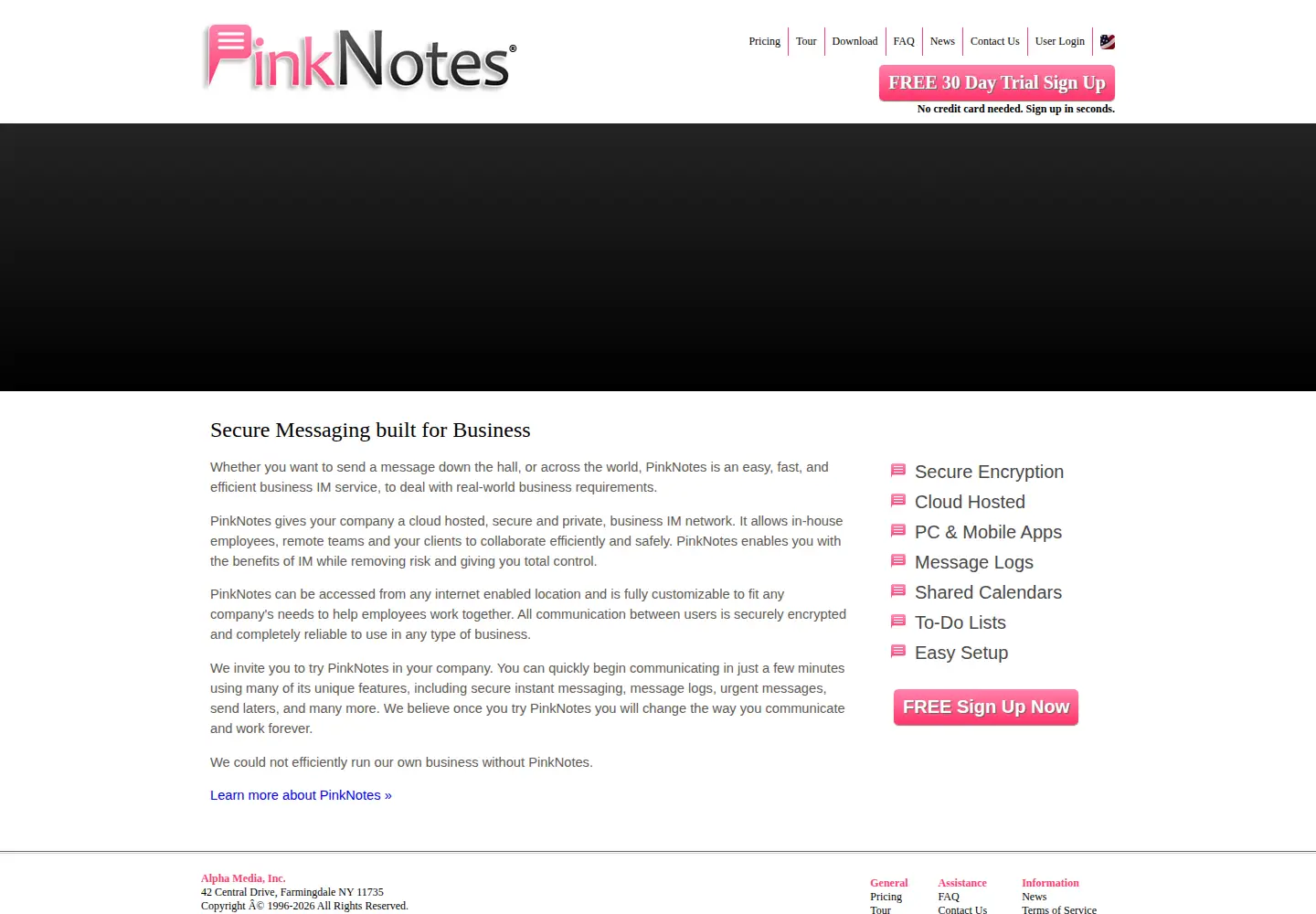Screenshot of pinknotes.com