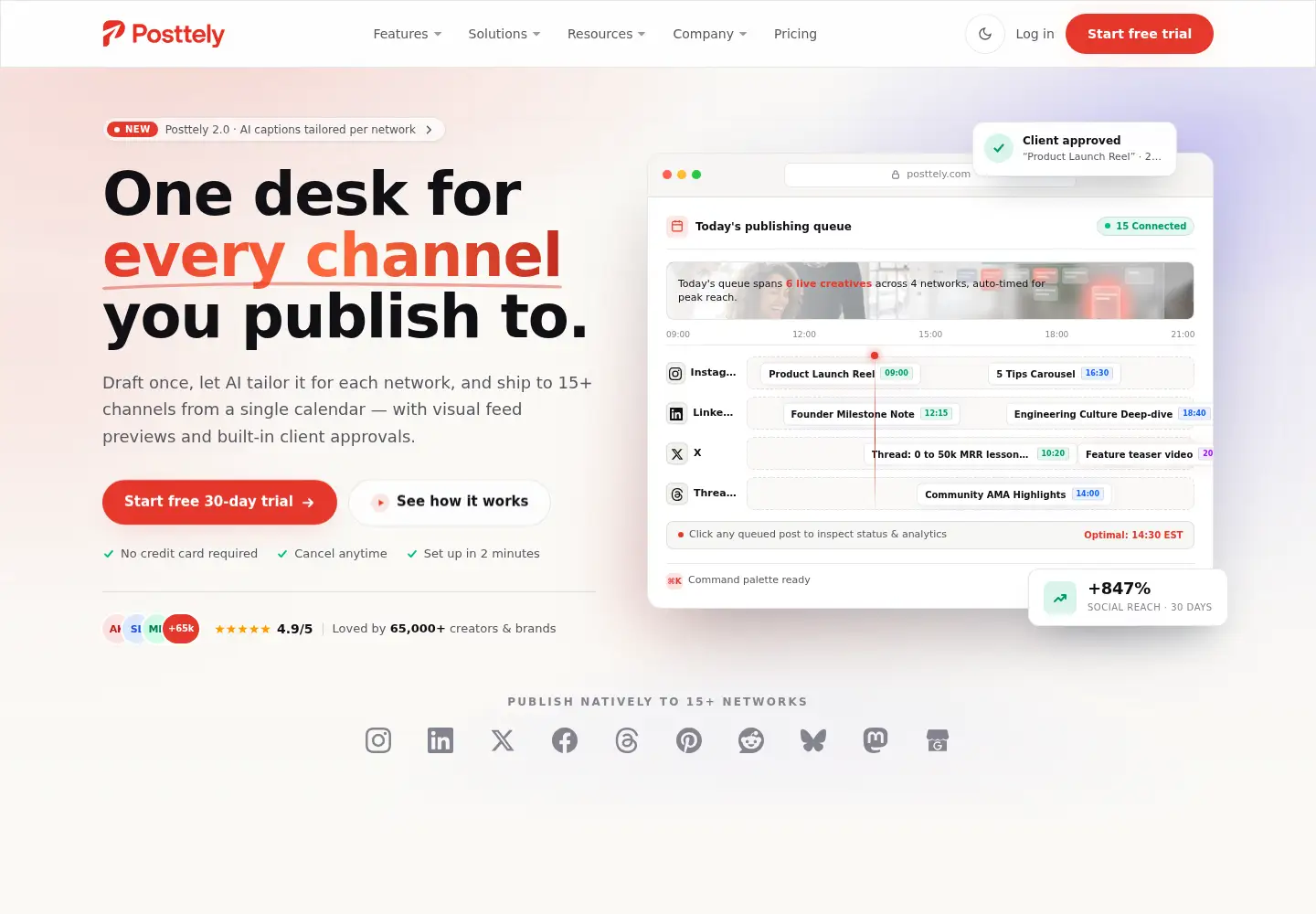 Screenshot of posttely.com