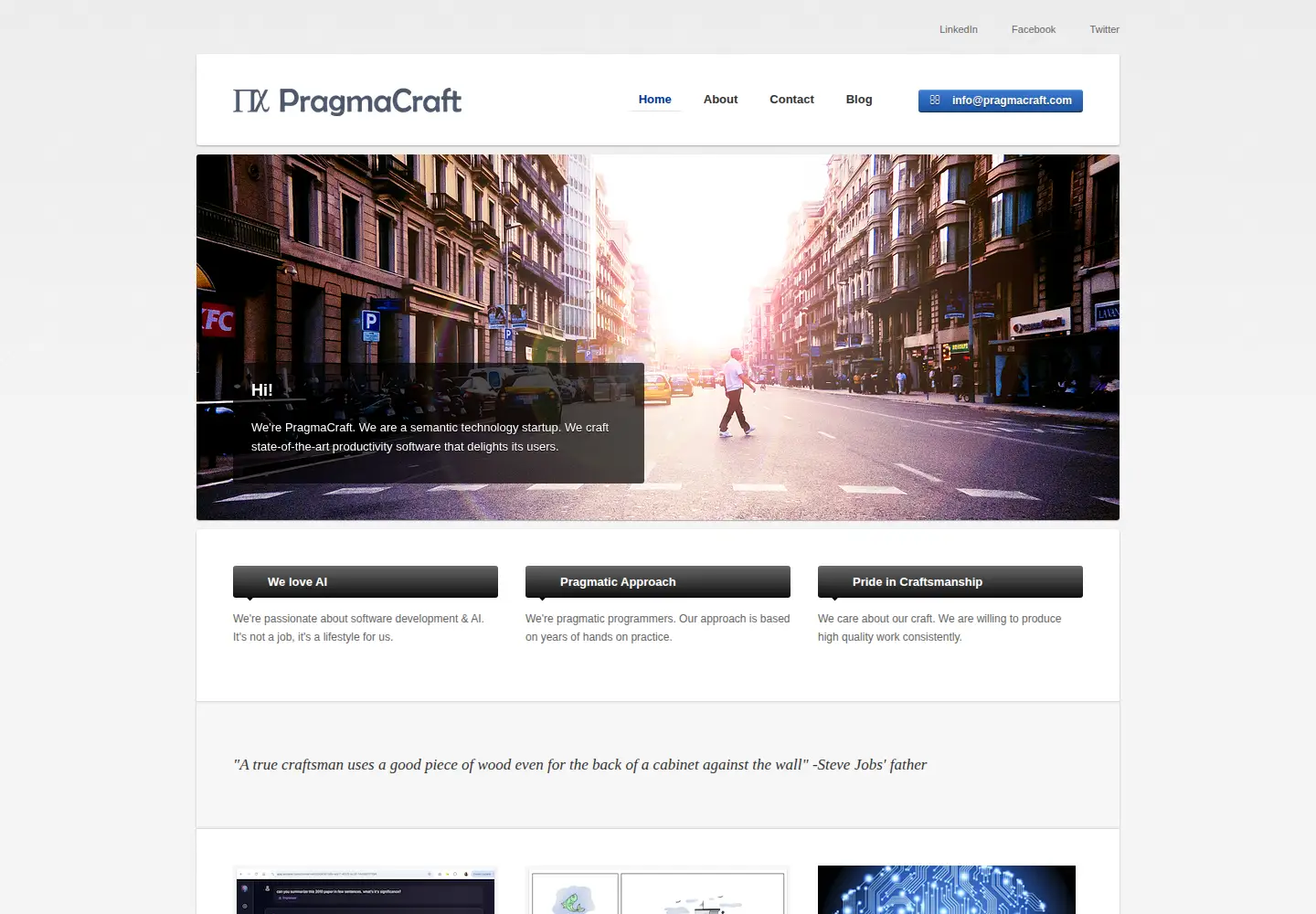 Captured homepage of pragmacraft.com in the current scan