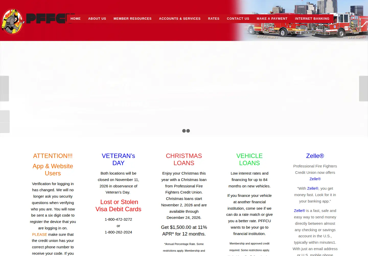 Screenshot of profirefighterscu.com