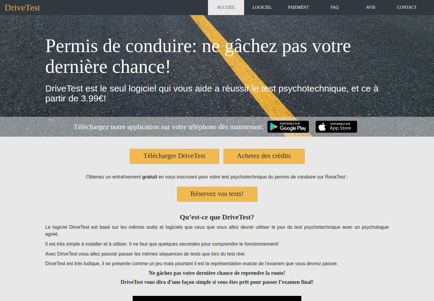 Screenshot of psydrivetest.com