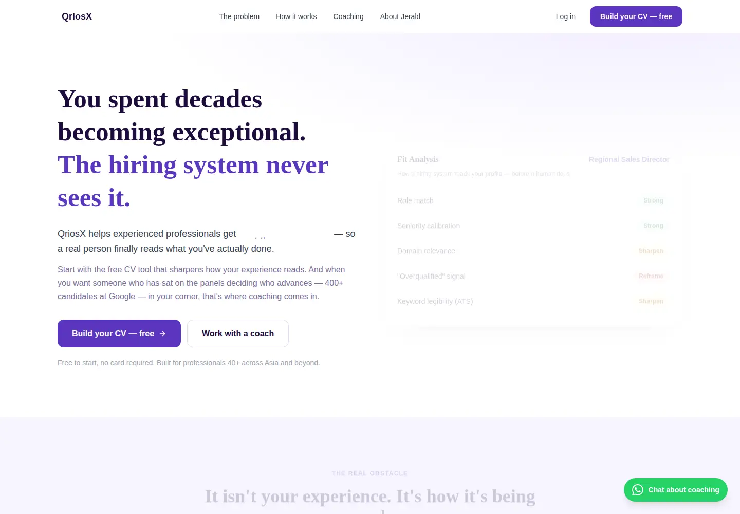 Captured homepage of qriosx.com in the current scan