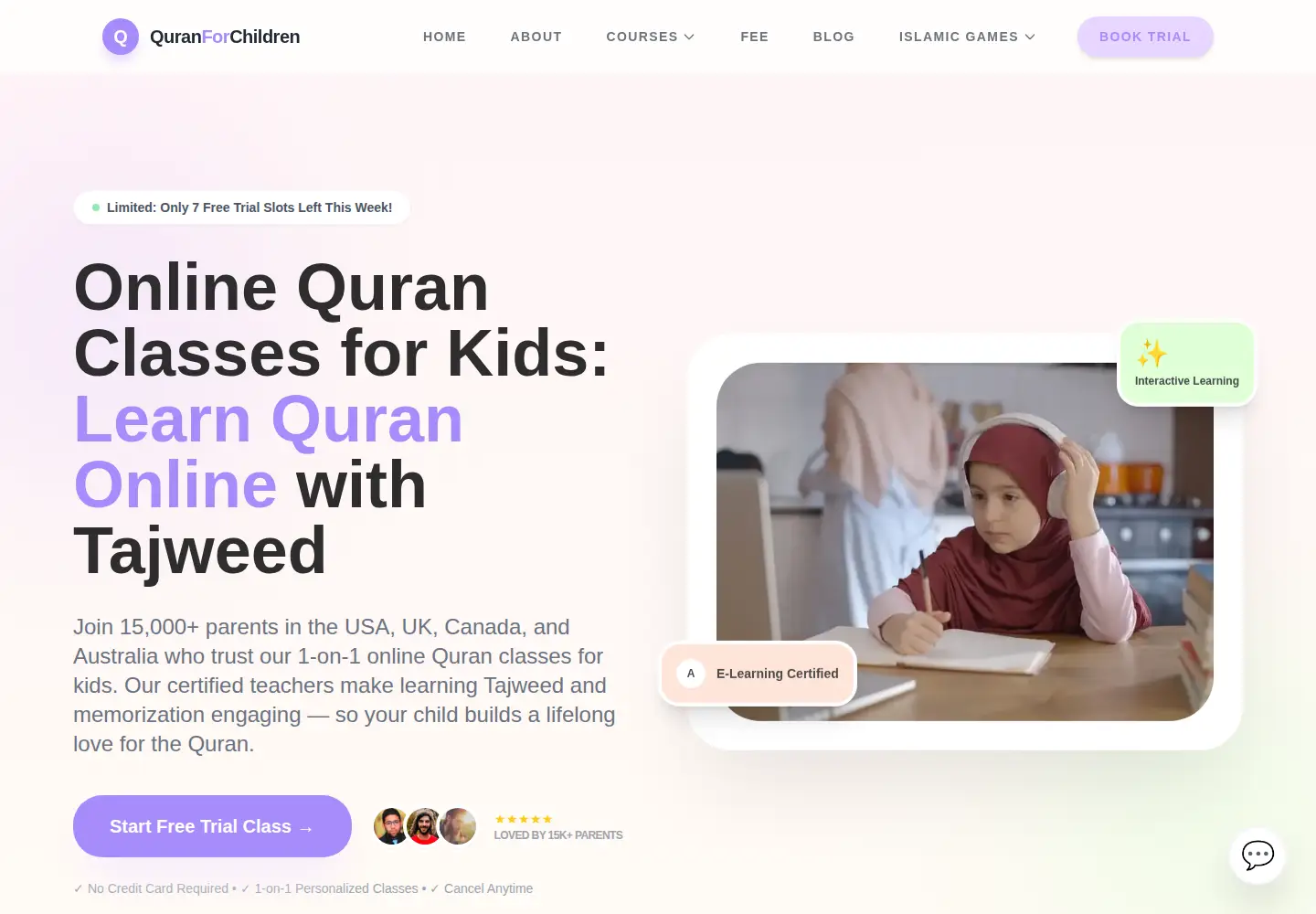 Screenshot of quranforchildren.com