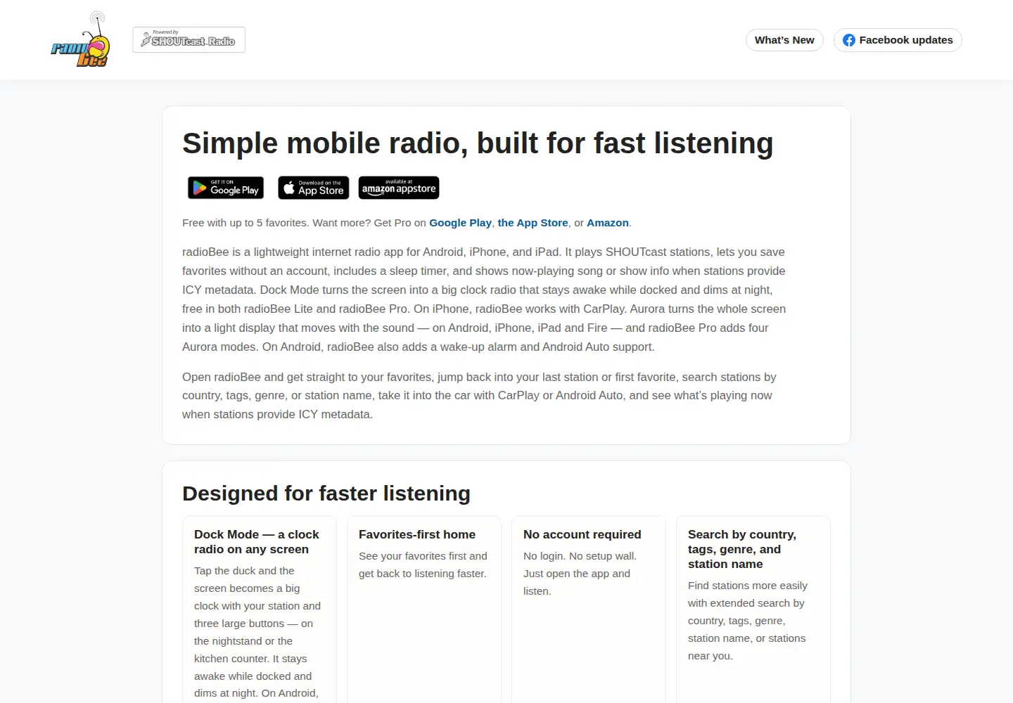 Captured homepage of radiobee.com in the current scan