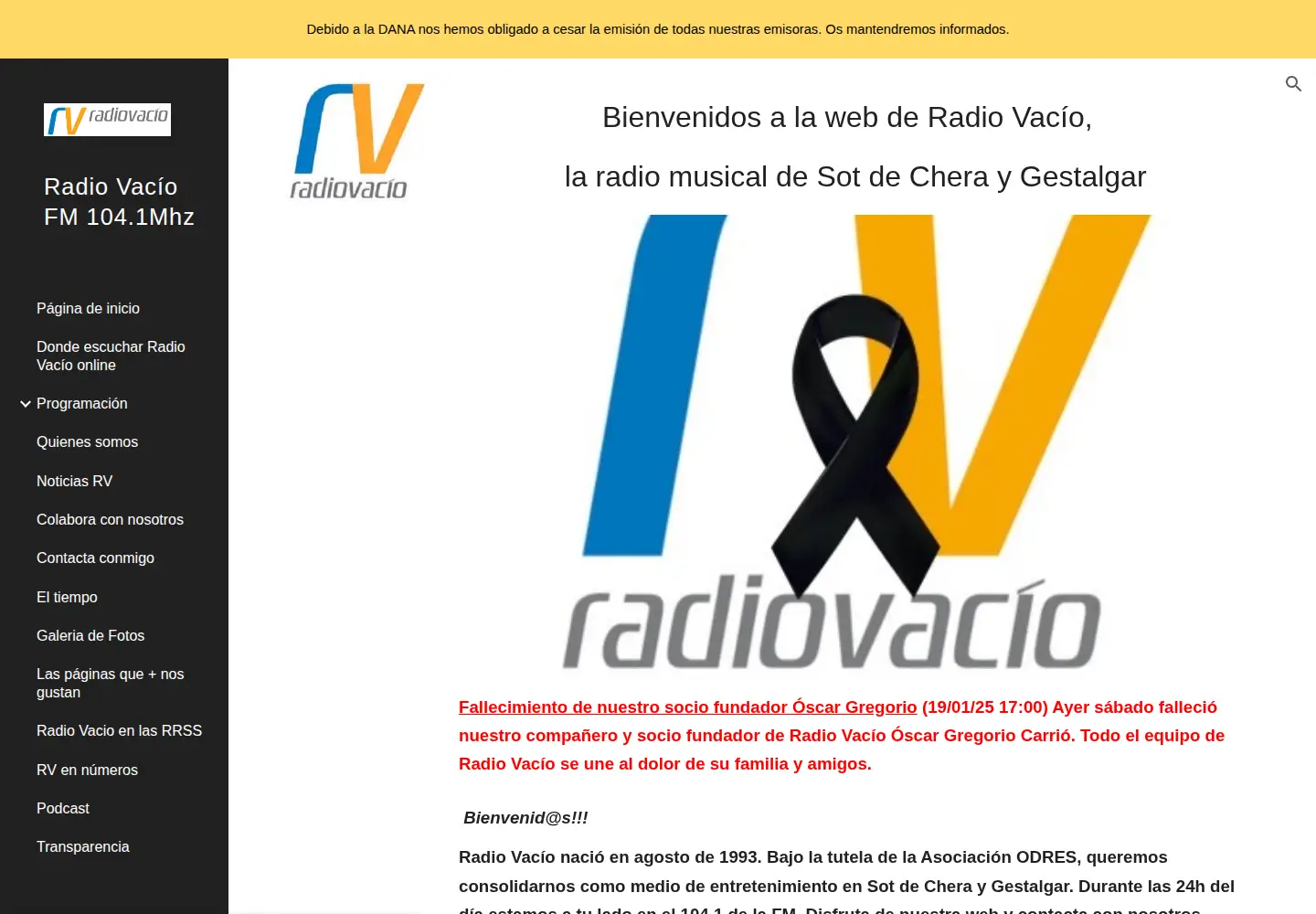 Screenshot of radiovacio.com