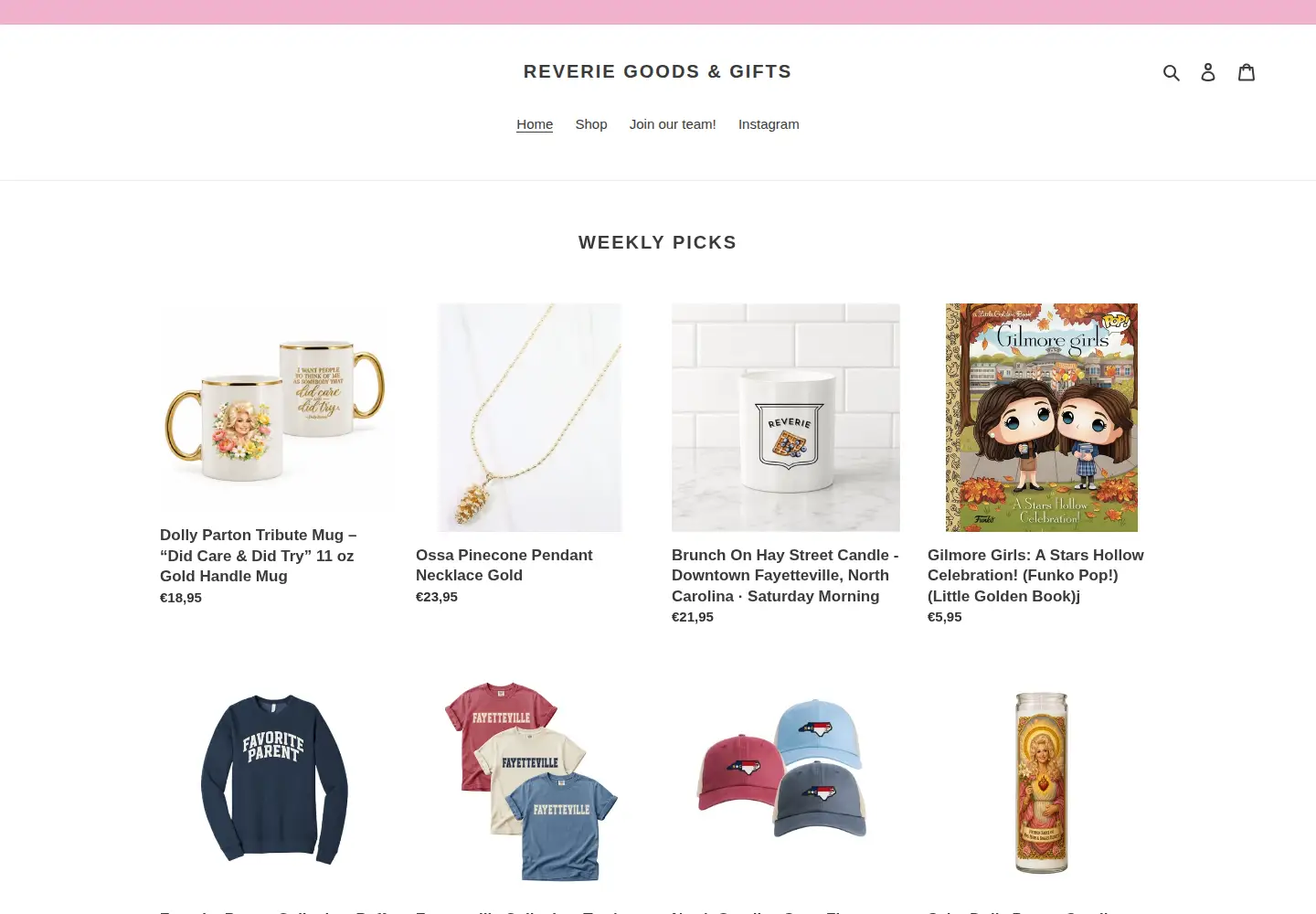 Screenshot of reveriegoodsandgifts.com