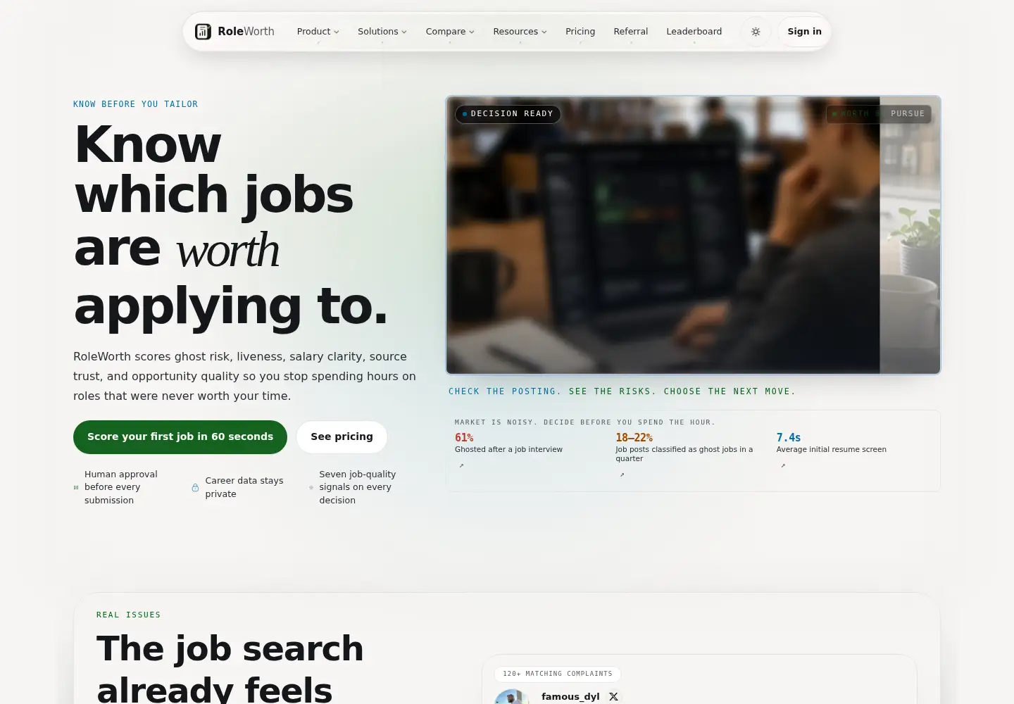 Screenshot of roleworth.com