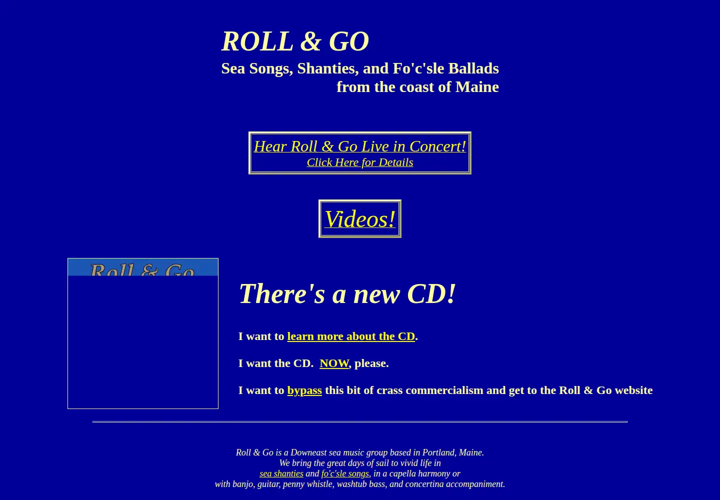 Captured homepage of rollandgoseasongs.com in the current scan