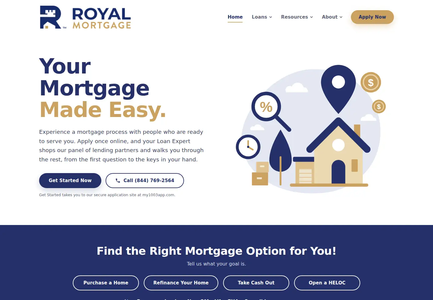 Captured homepage of royalmtg.com in the current scan